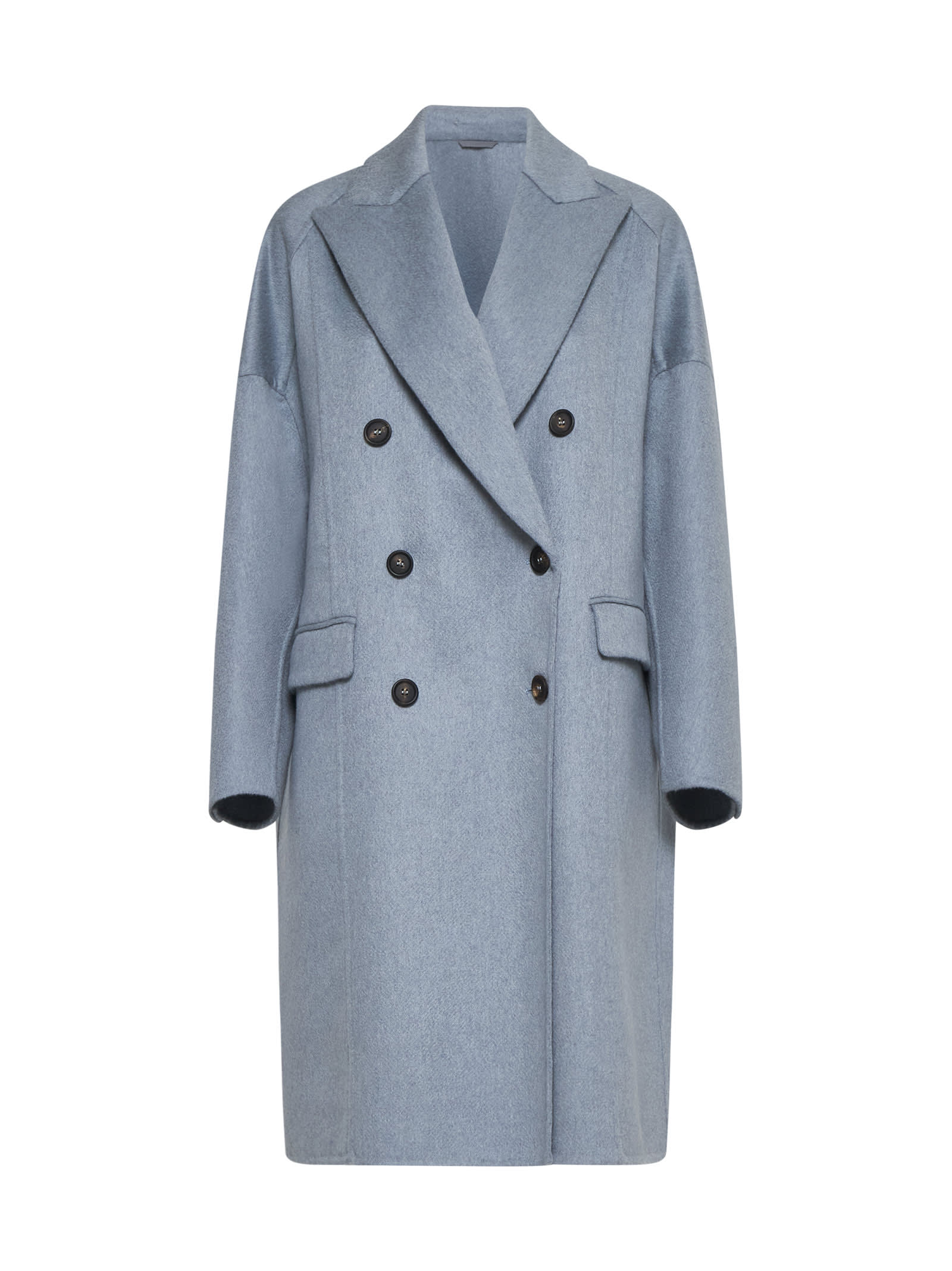 Shop Brunello Cucinelli Coat In Celeste