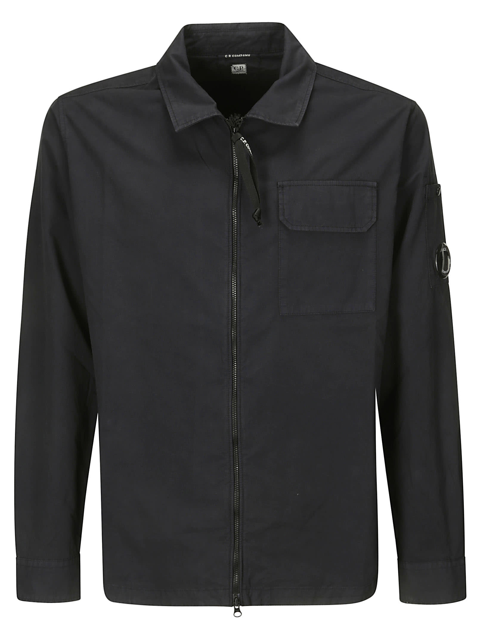 Shop C.p. Company Organic Gabardine Zipped Overshirt In Total Eclipse