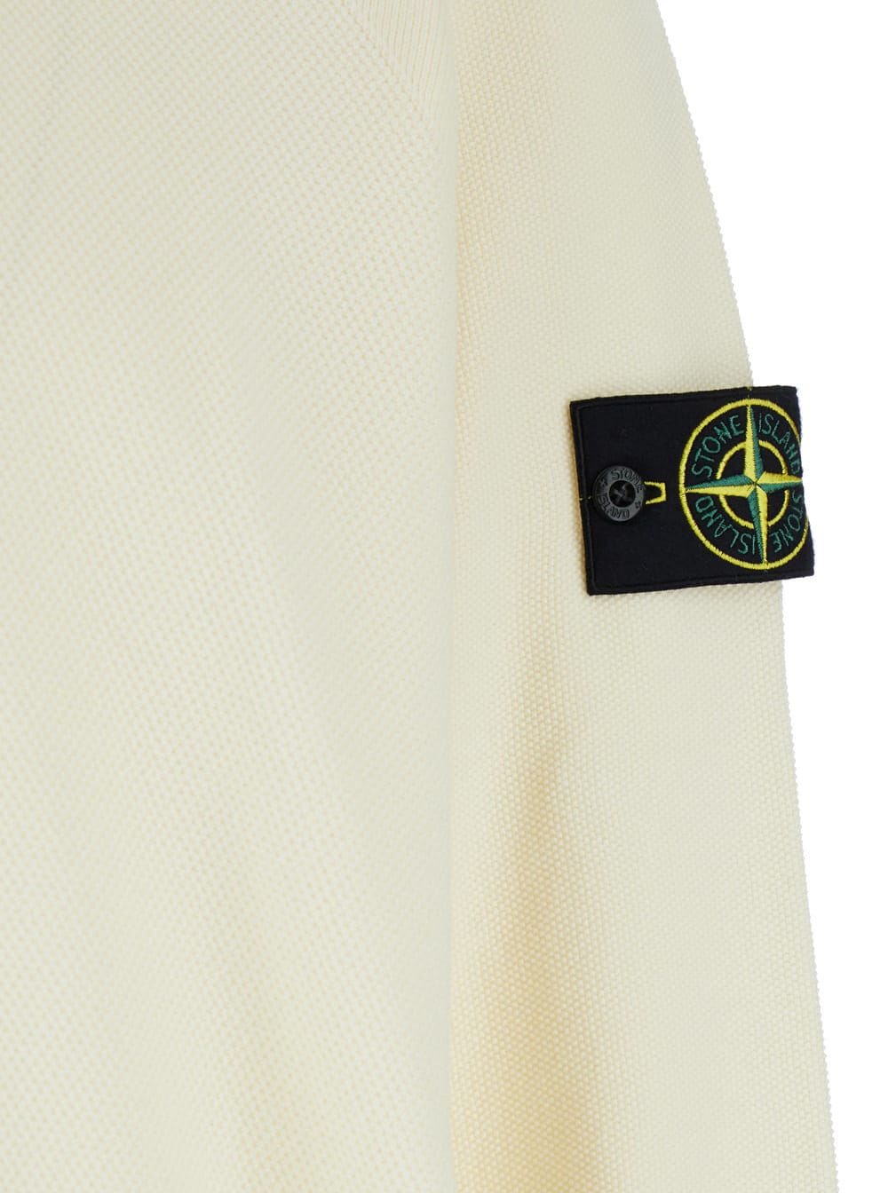 Shop Stone Island White Crewneck T-shirt With Logo Patch On The Sleeve In Cotton Man