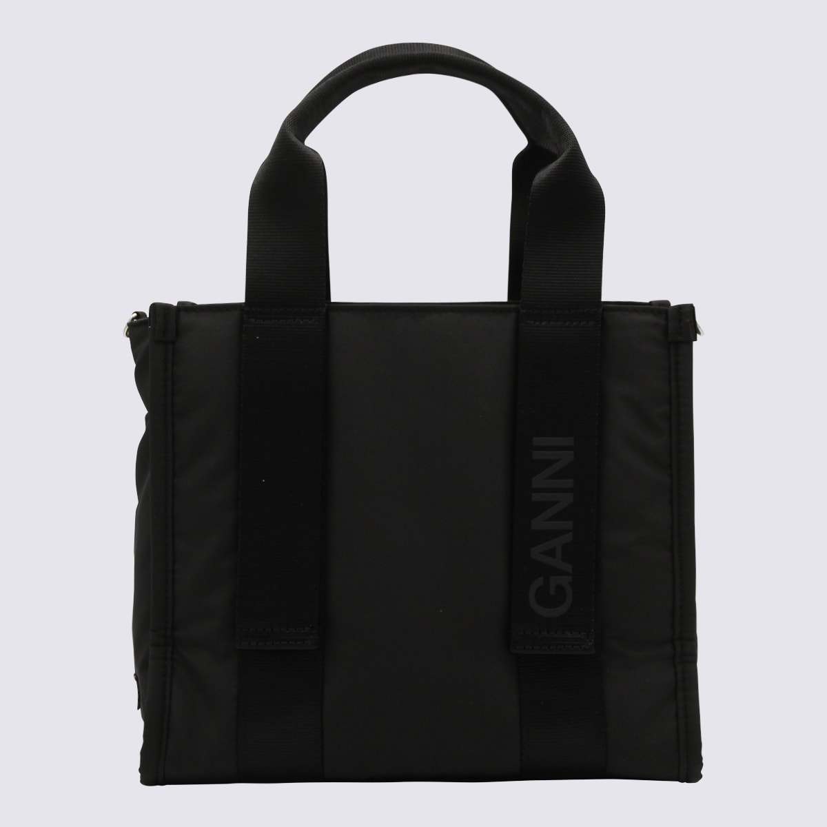 Shop Ganni Black Canvas Handle Bag