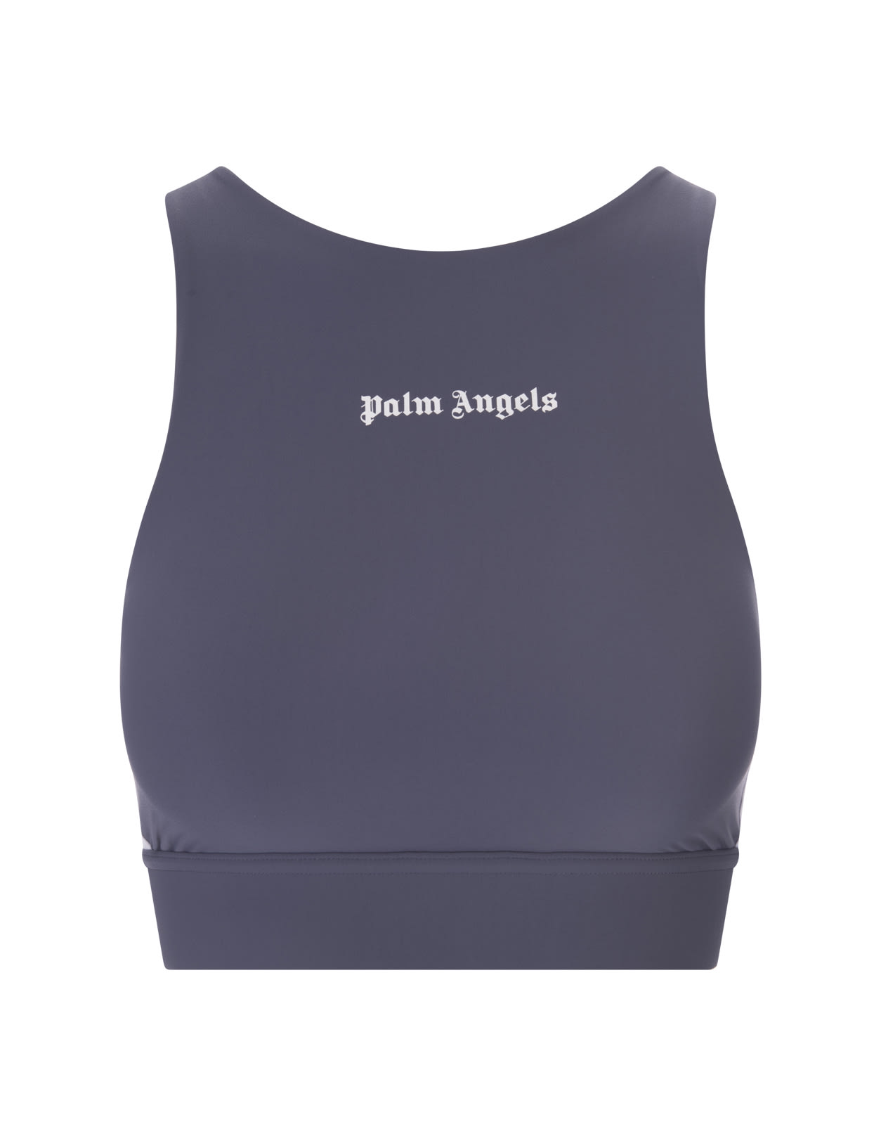 Palm Angels Grey Logo Print Sports Bra In Grigio