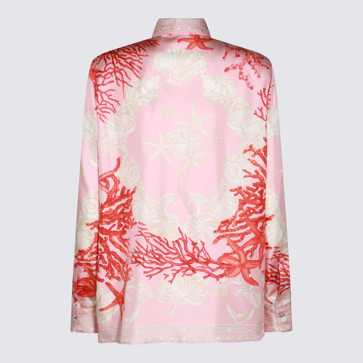 Shop Versace Pink Silk Shirt In Multicolour