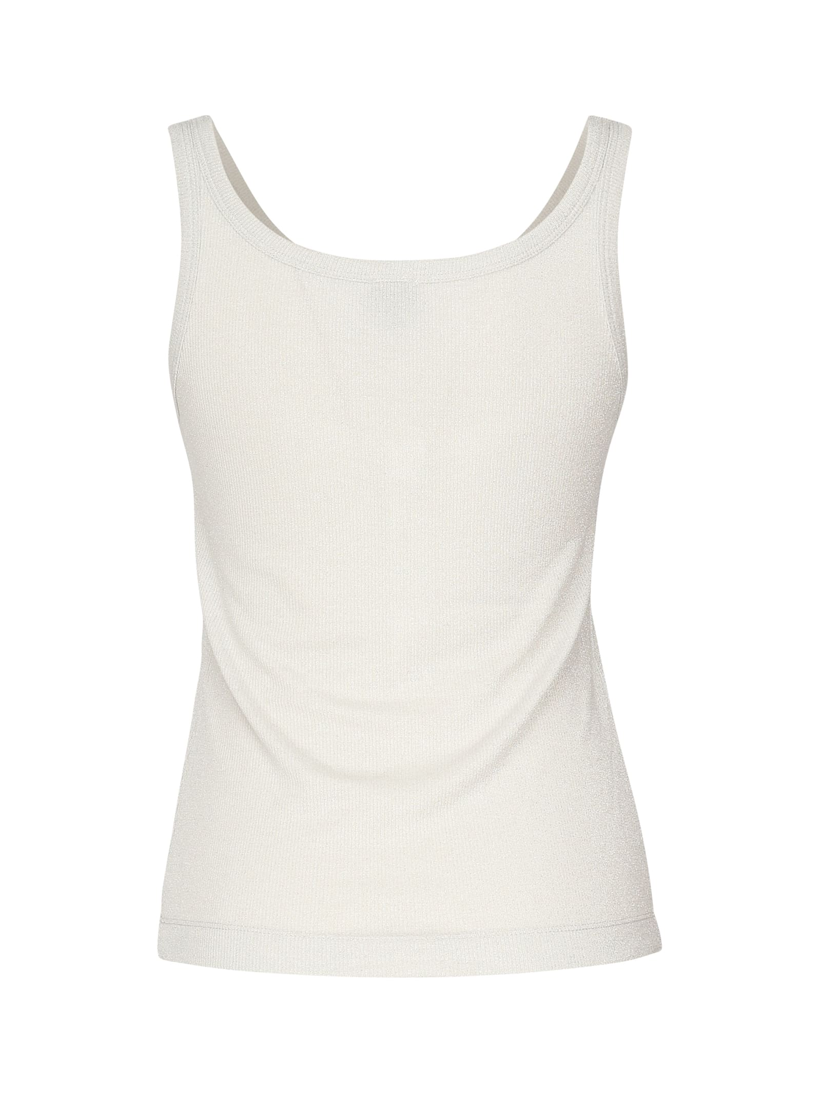 Pinko Metallic Knit Camisole Top With Buttons In White