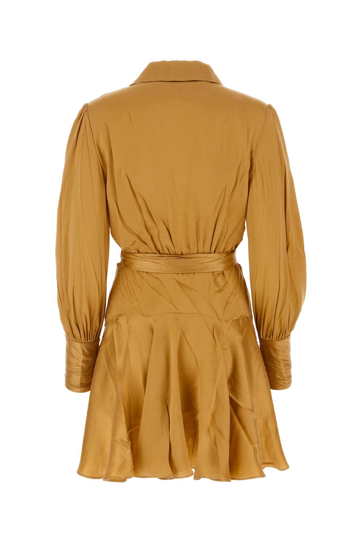 Shop Zimmermann Ochre Silk Mini Dress In Marigold