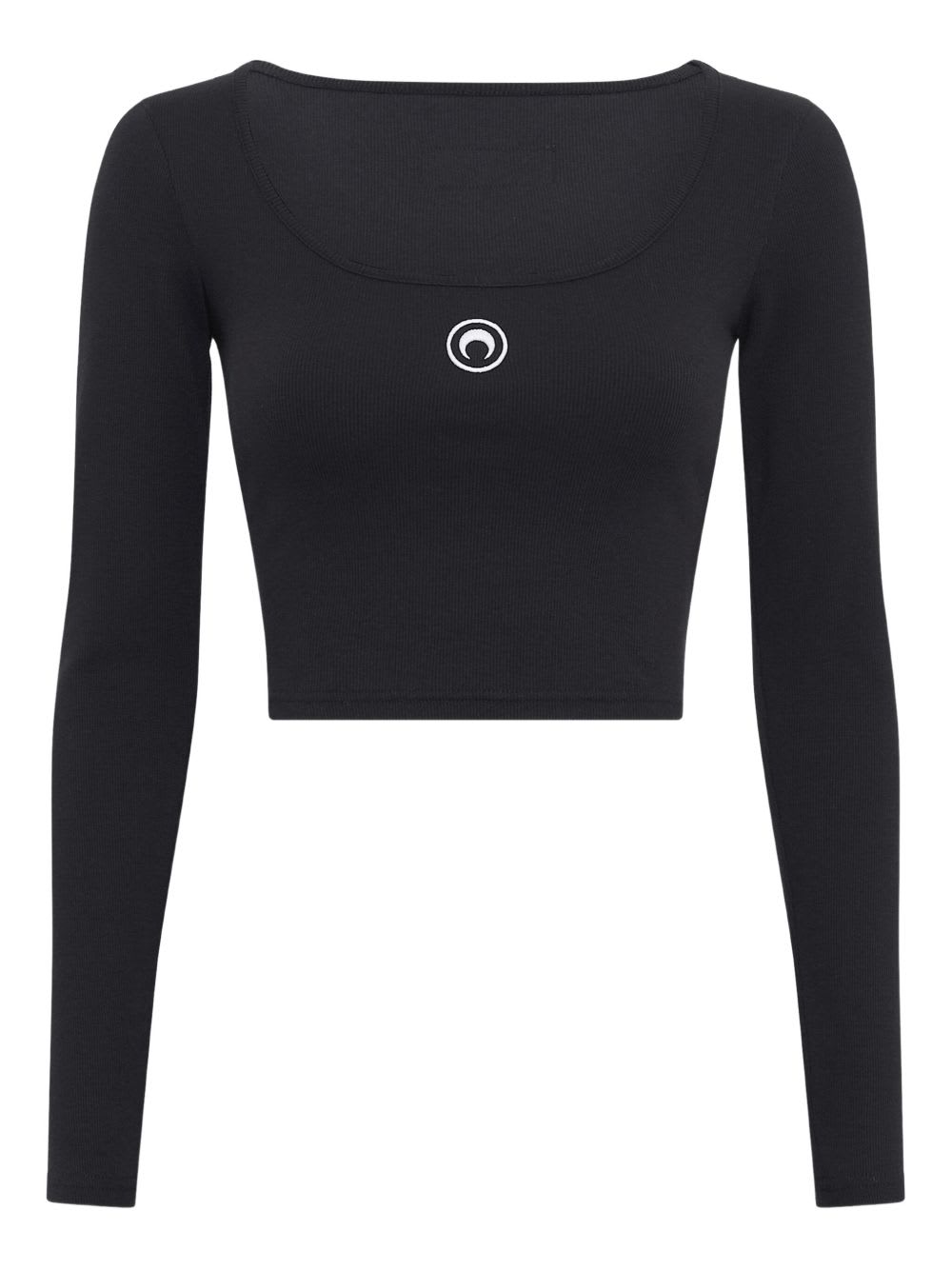 Marine Serre Jersey Top With Logo Embroidery In Black