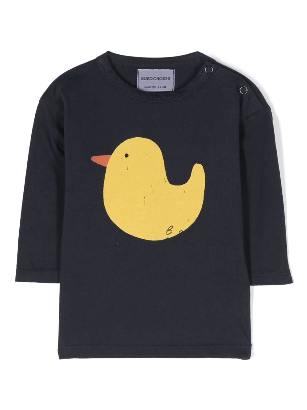 Bobo Choses Baby Rubber Duck Long Sleeve T-shirt In Midnight Blue