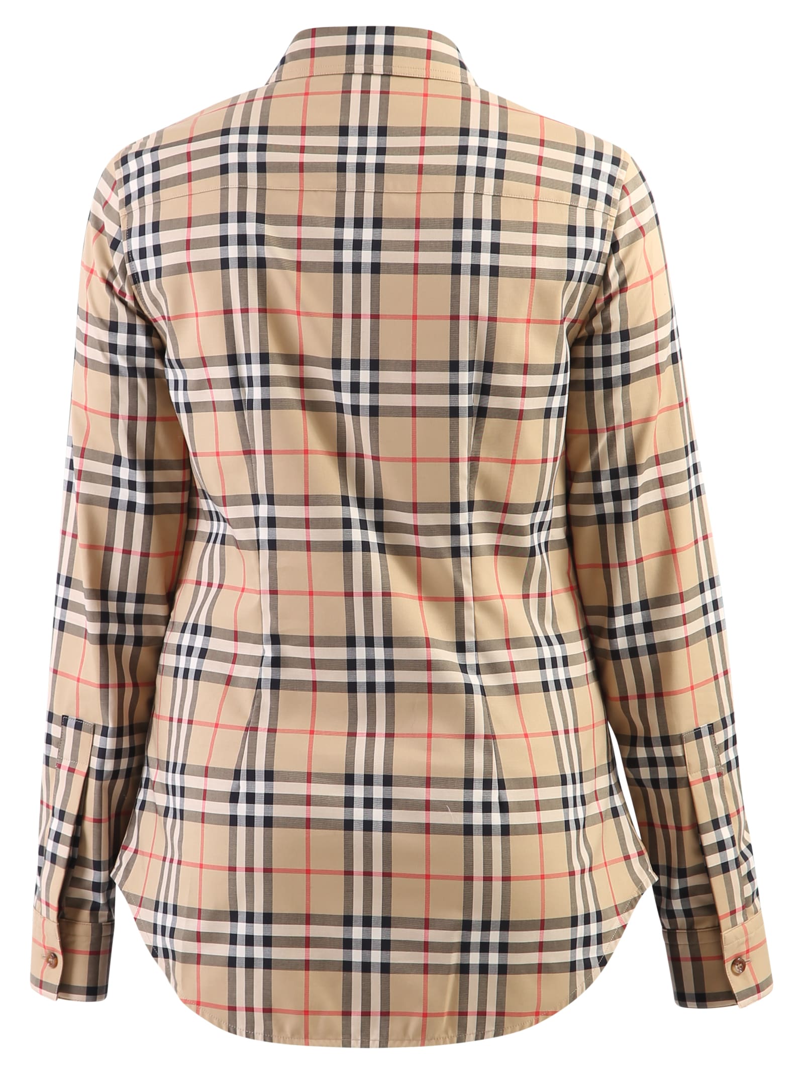 Burberry Ladies Vintage Check Stretch Cotton Button-down Collar Shirt In Beige