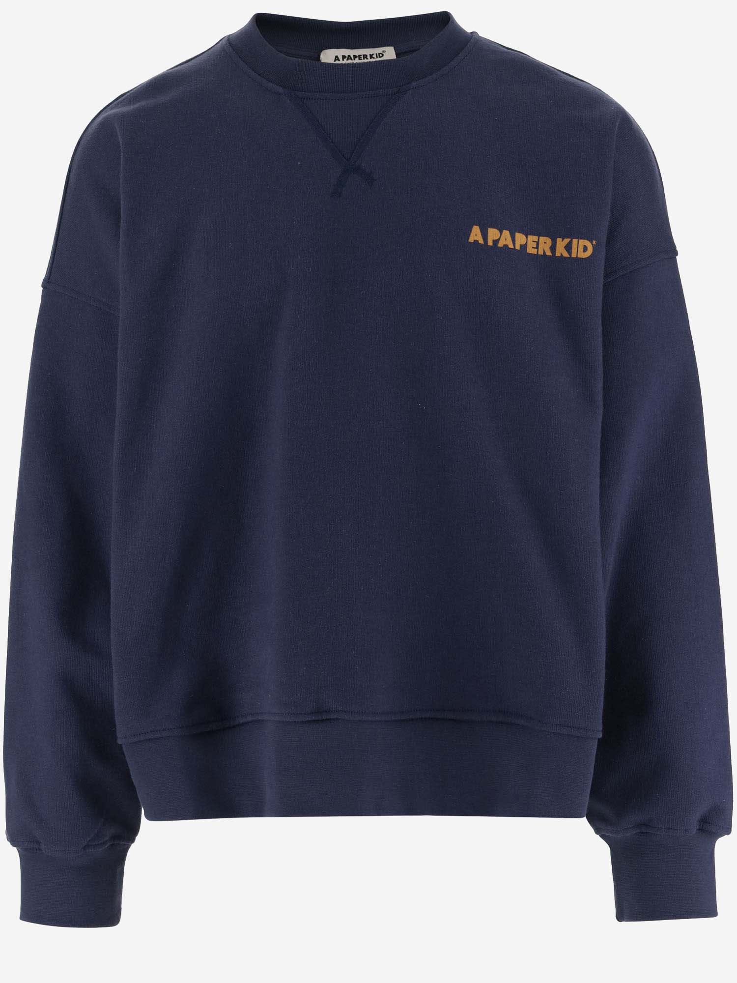 A Paper Kid Cotton Sweatshirt With Logo In Blue
