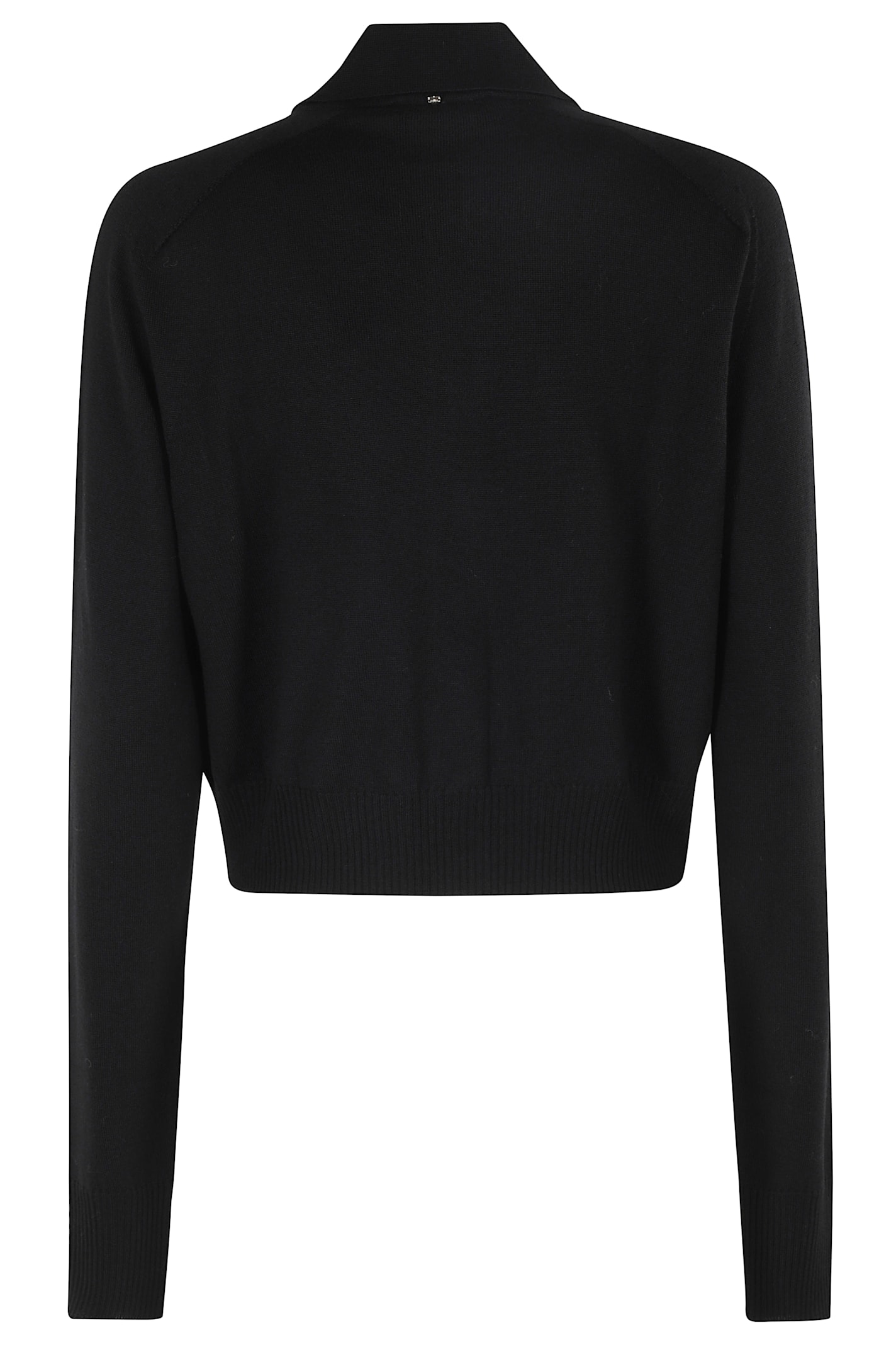 Sportmax Virgin Wool Cardigan With Classic Collar And Retro Charm In Black