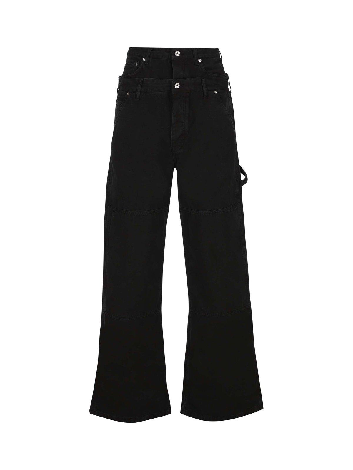 Off-White Logo Patch Wide Leg Jeans