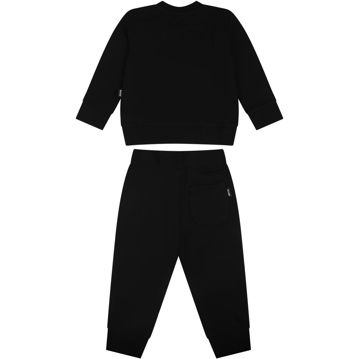 Shop Msgm Black Suit For Baby Girl With Logo