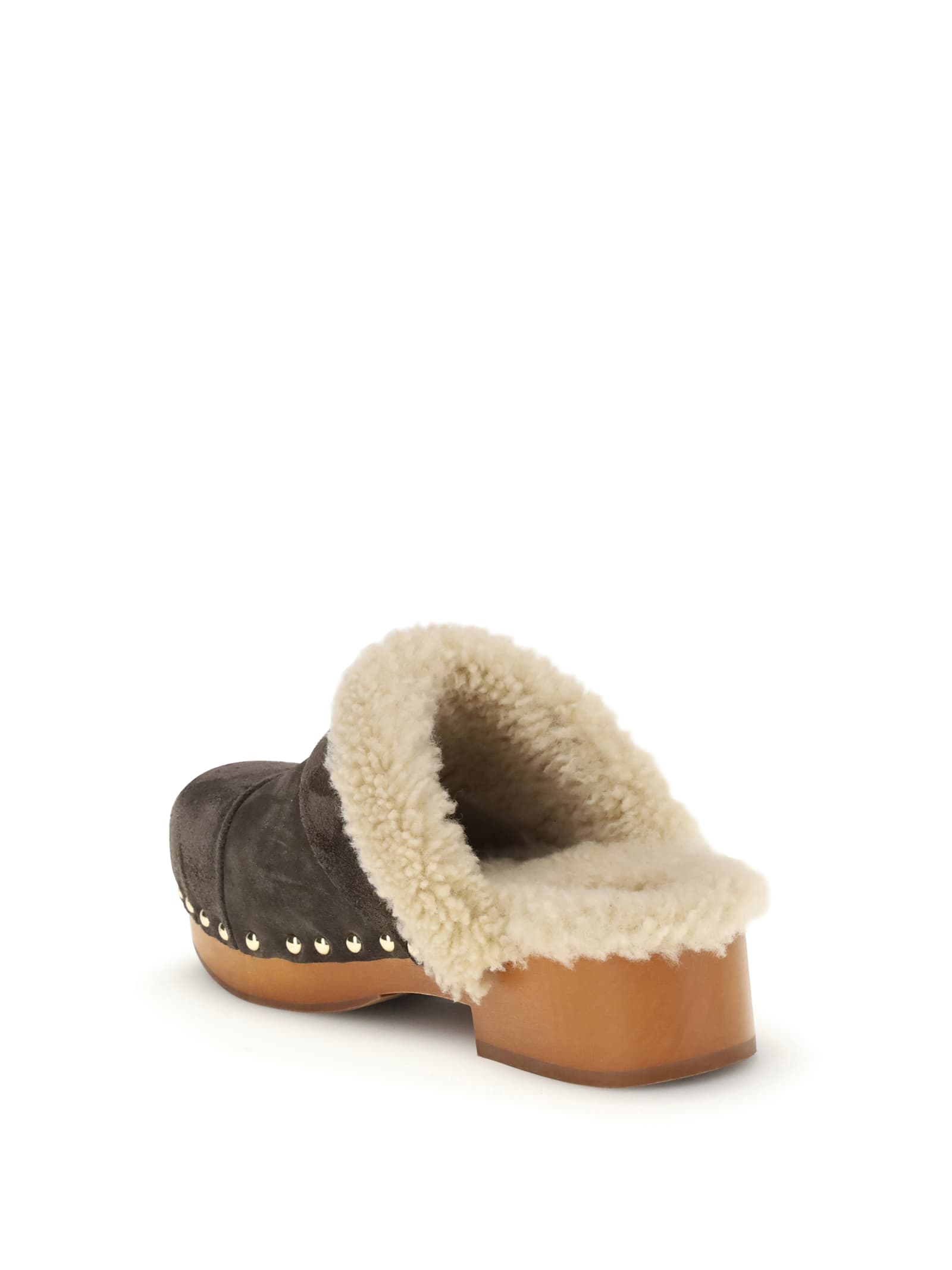 Chloé Mules With Buckle And Studded Trim In Black