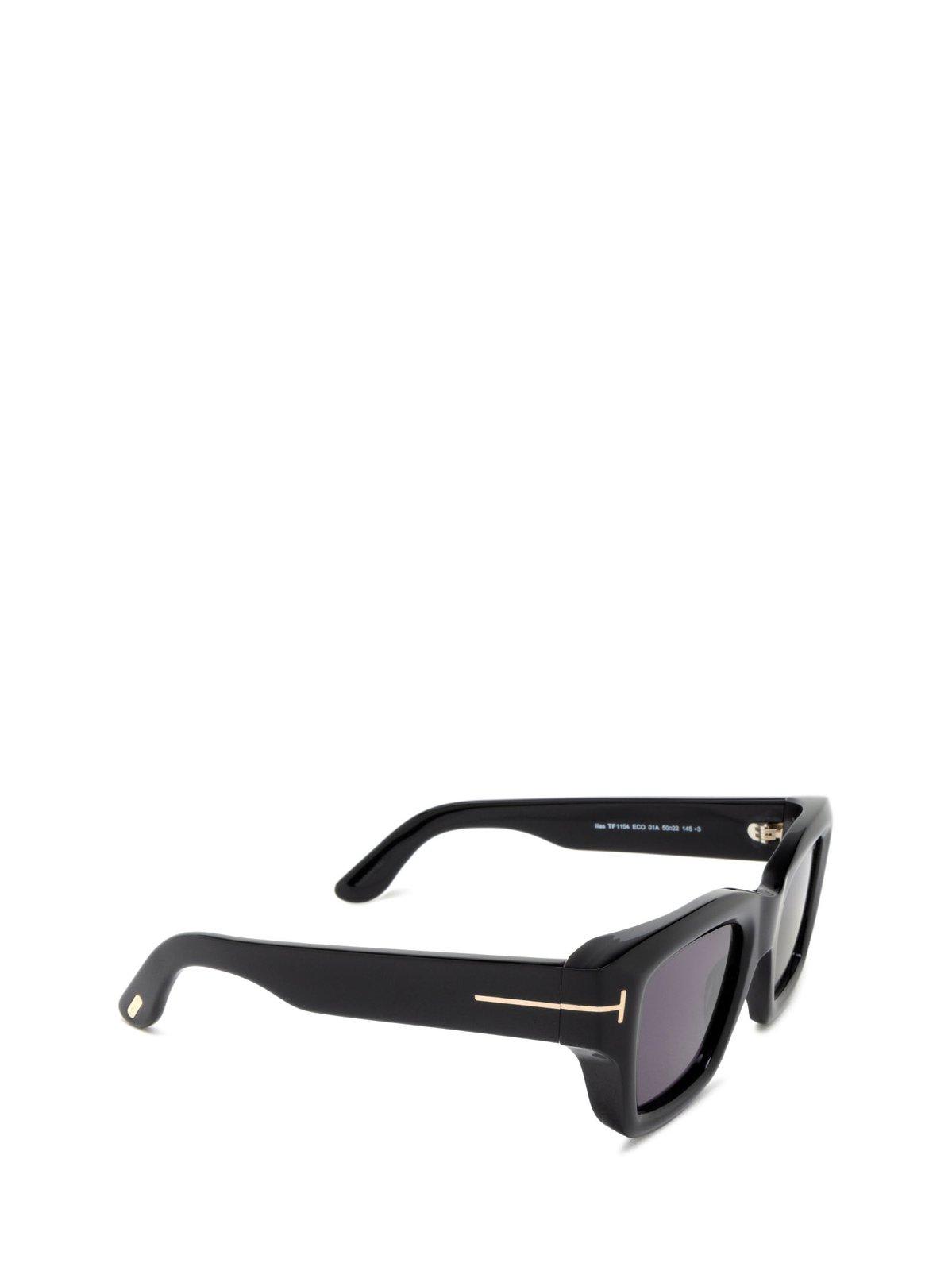 Tom Ford Ilias Square Frame Sunglasses In 5001a - Nero Lucido / Fumo