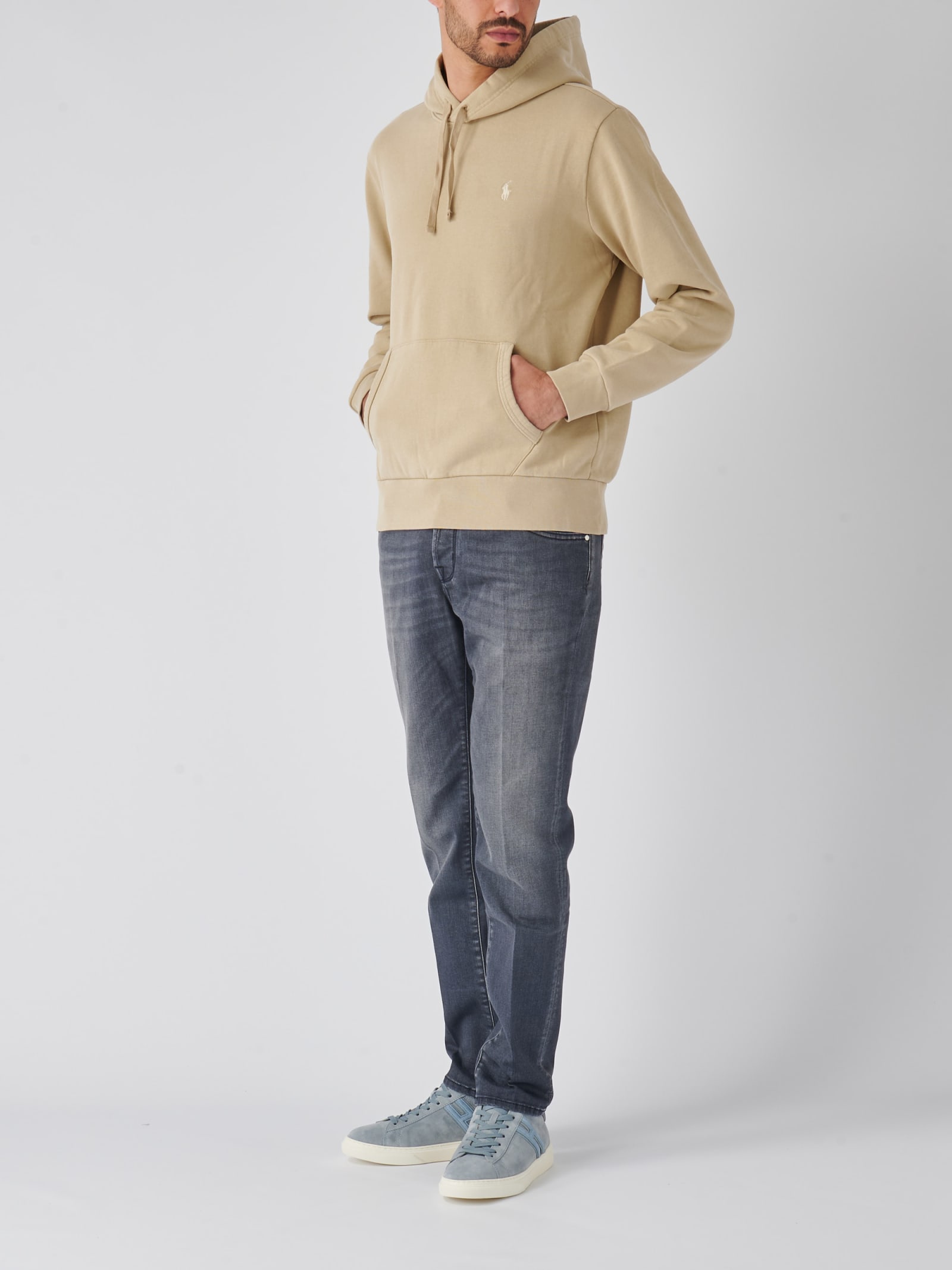 Shop Polo Ralph Lauren Long Sleeve Sweartshirt Sweatshirt In Beige