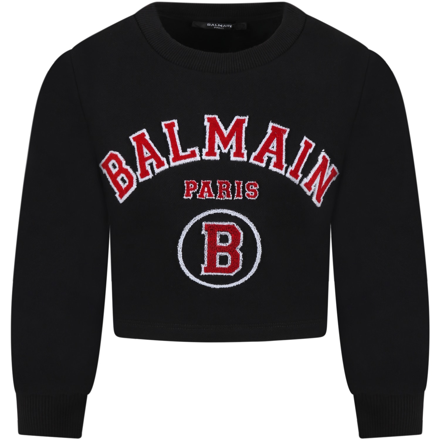 Balmain Black Sweatshirt For Girl With Logo