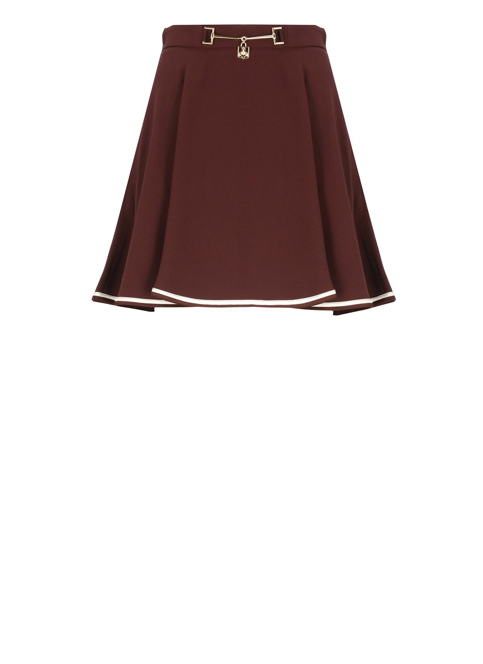 Shop Elisabetta Franchi Crepe Full Mini Skirt In Bordeaux