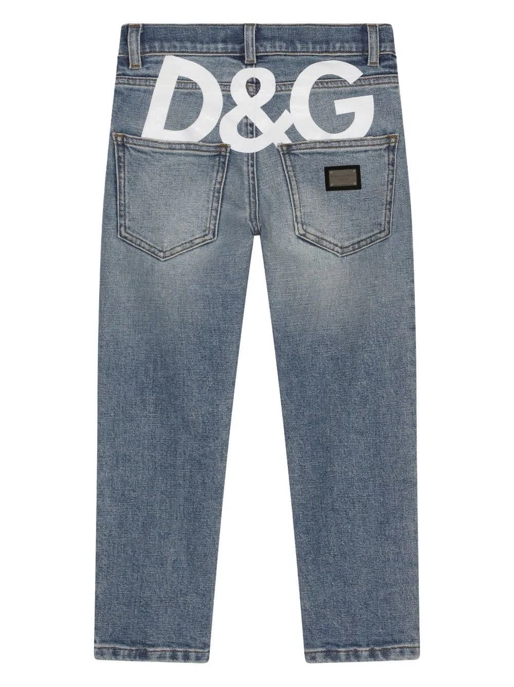 Shop Dolce & Gabbana Blue Jeans With D&g Logo