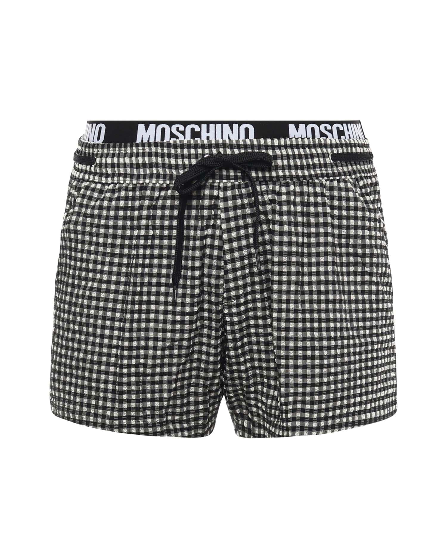 Checked Swim Trunks With Logo