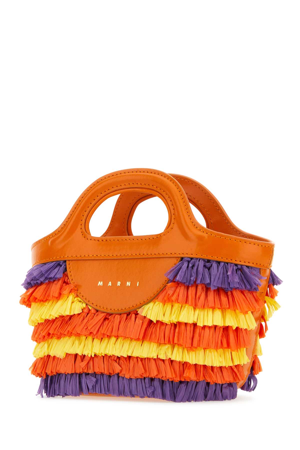 Shop Marni Multicolor Fabric Micro Tropicalia Summer Handbag In Carrotyellowviolet