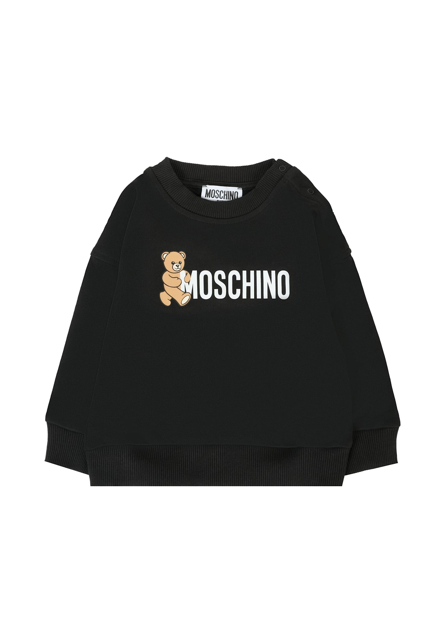 Moschino Black Sweatshirt For Babykids With Logo In Black