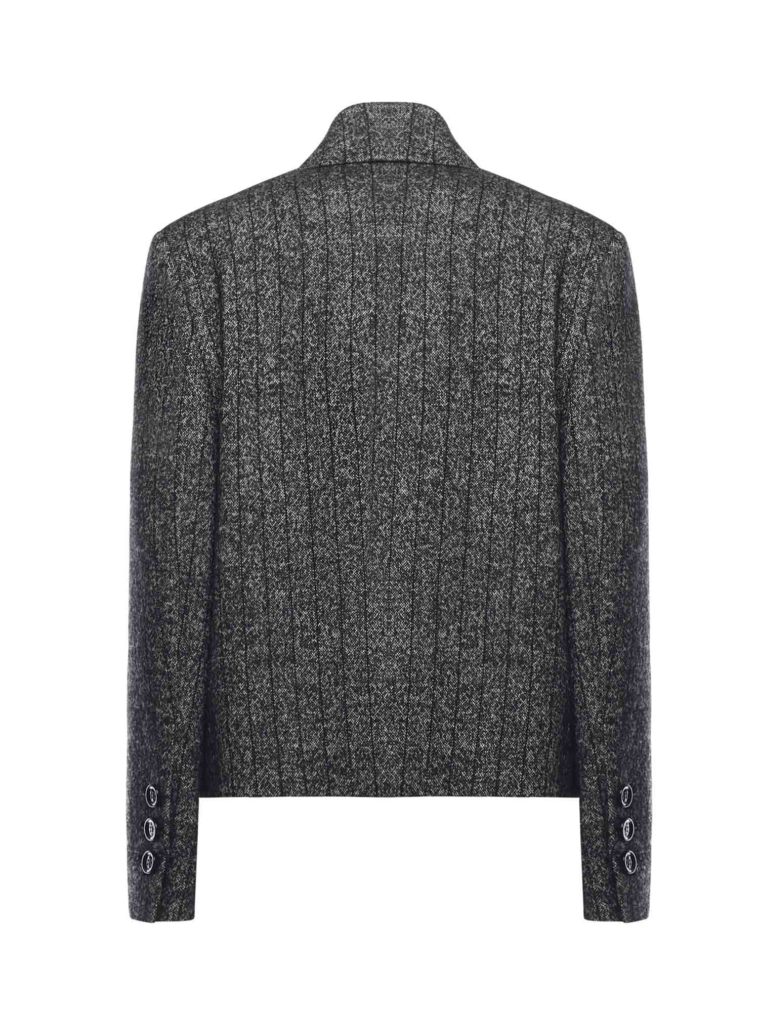 Dolce & Gabbana Women Wool Blend Striped Double-breasted Blazer In Black