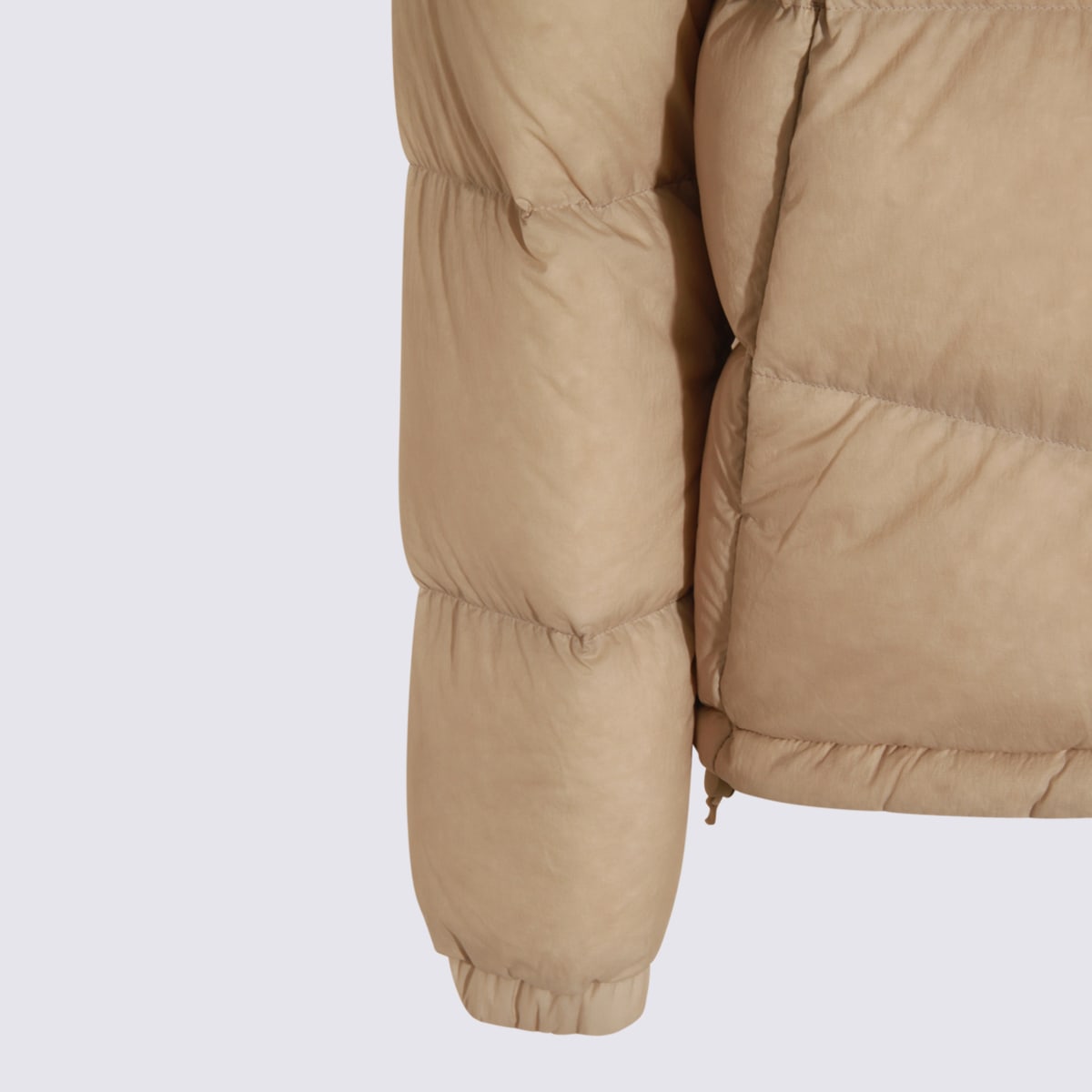 K-way Hooded Quilted Down Jacket Drawstring In Neutral