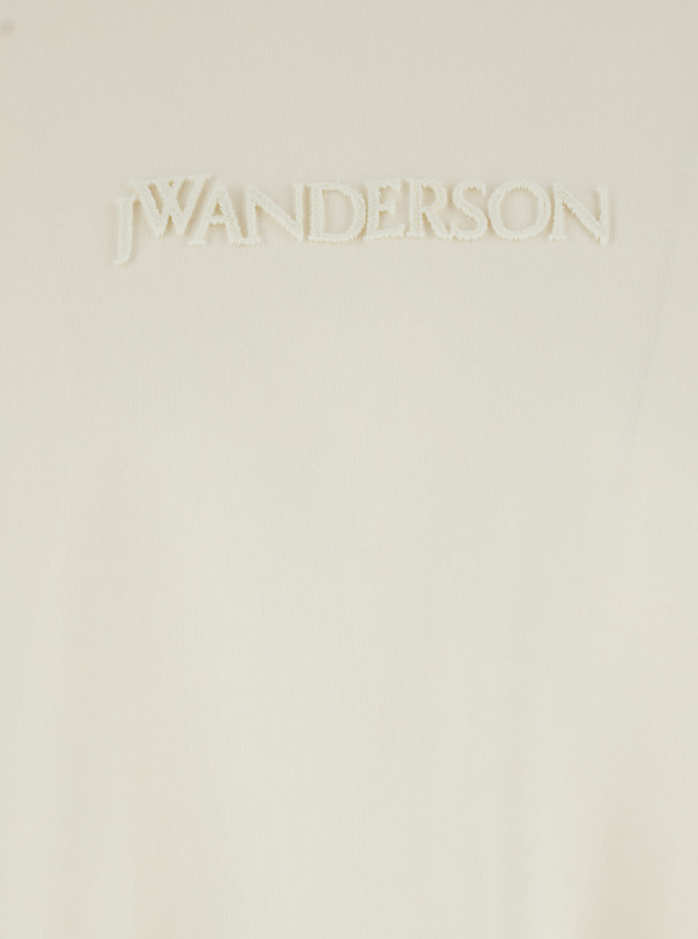 Jw Anderson White Crewneck T-shirt With Logo Embroidery On The Front In Cotton Man In Brown