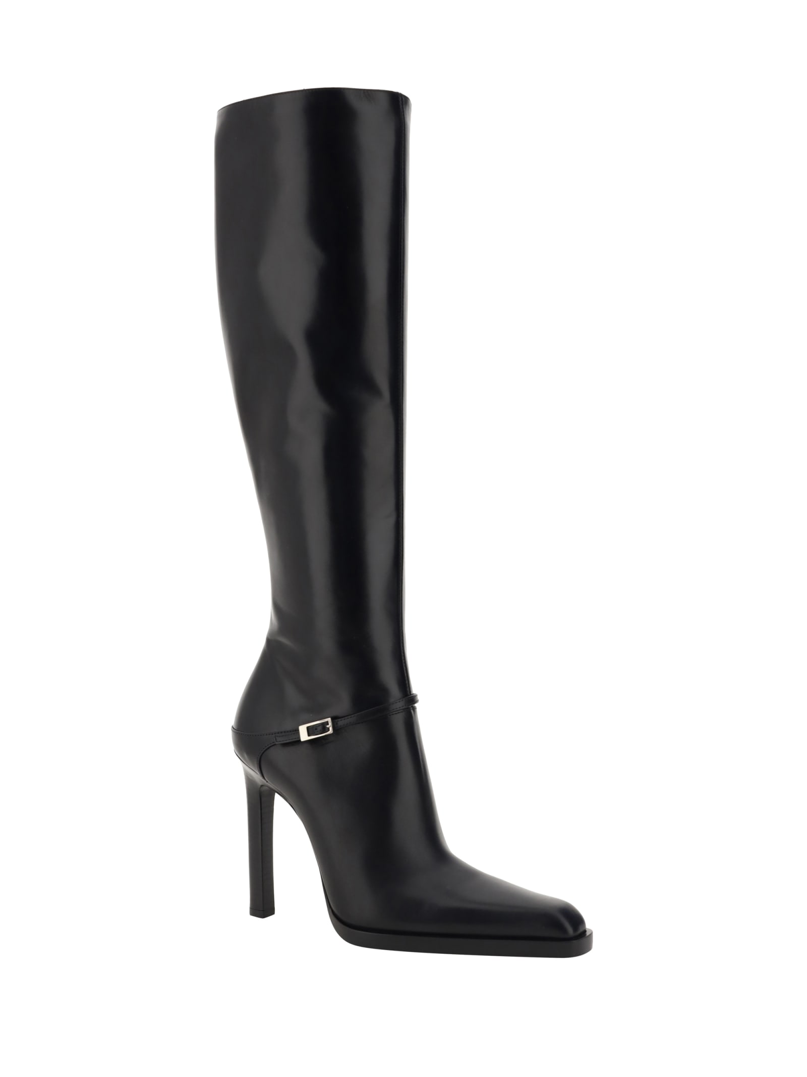 Shop Saint Laurent Heeled Nina Boots In Black