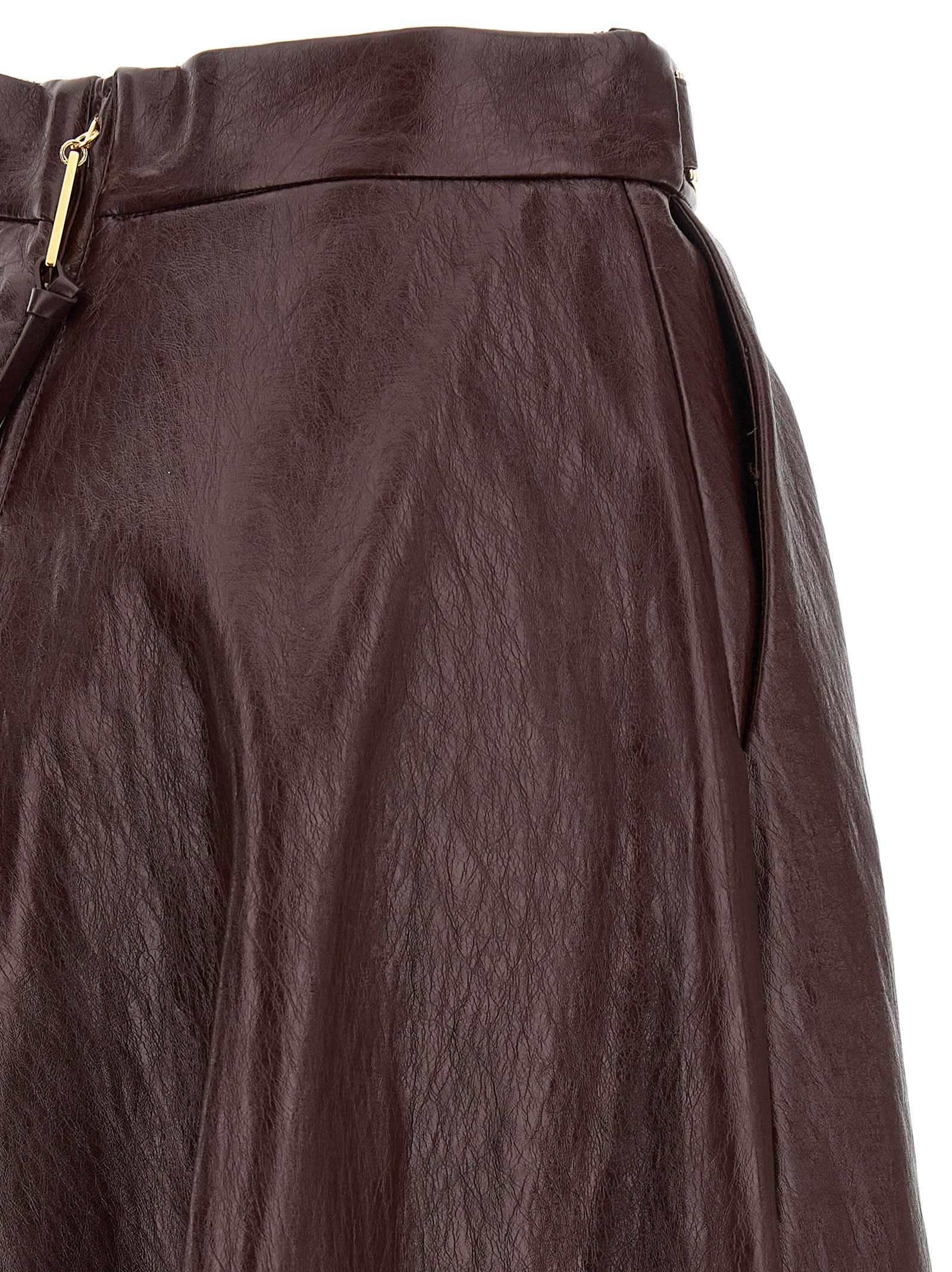Elisabetta Franchi A-line Silhouette Skirt With Metallic Buckle Detail In Brown