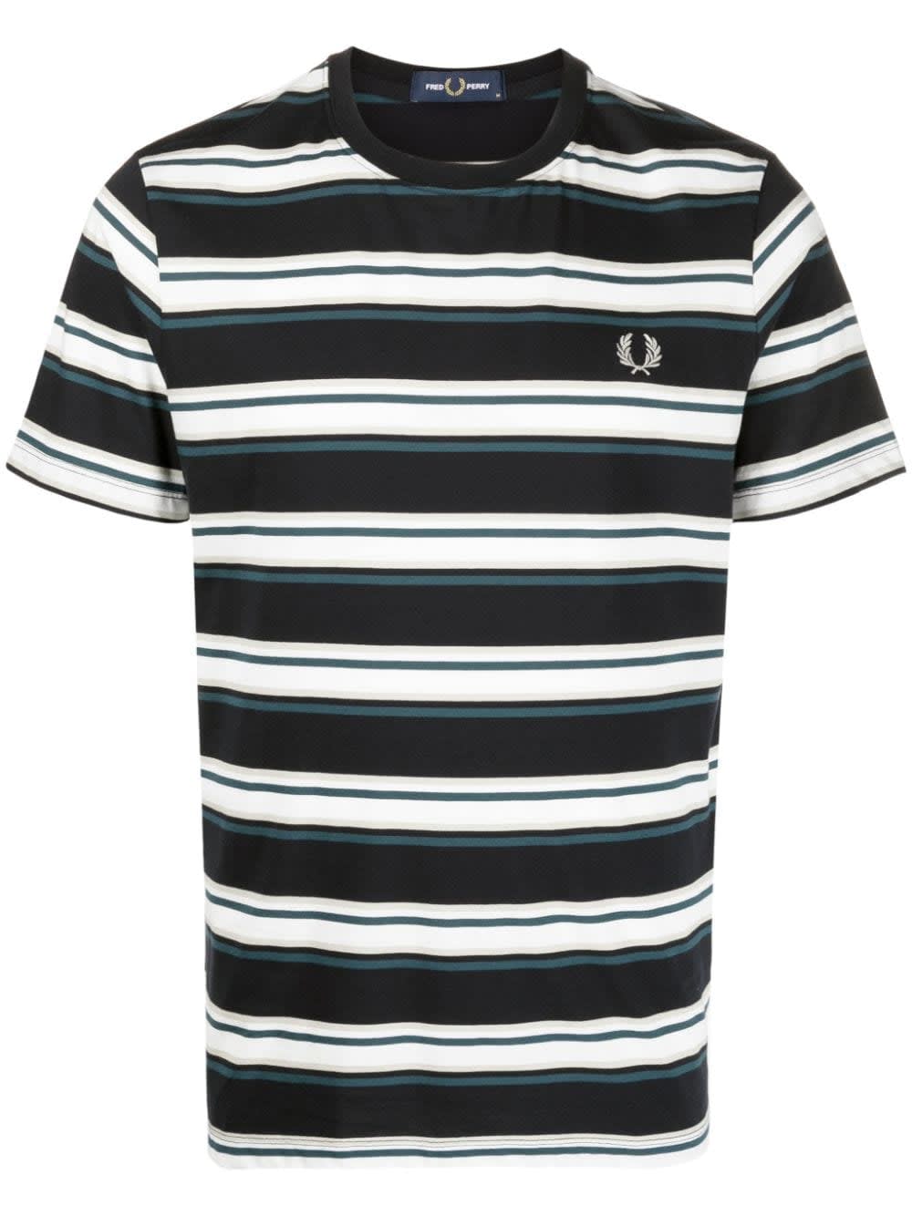 Shop Fred Perry Fp Stripe T-shirt In Navy