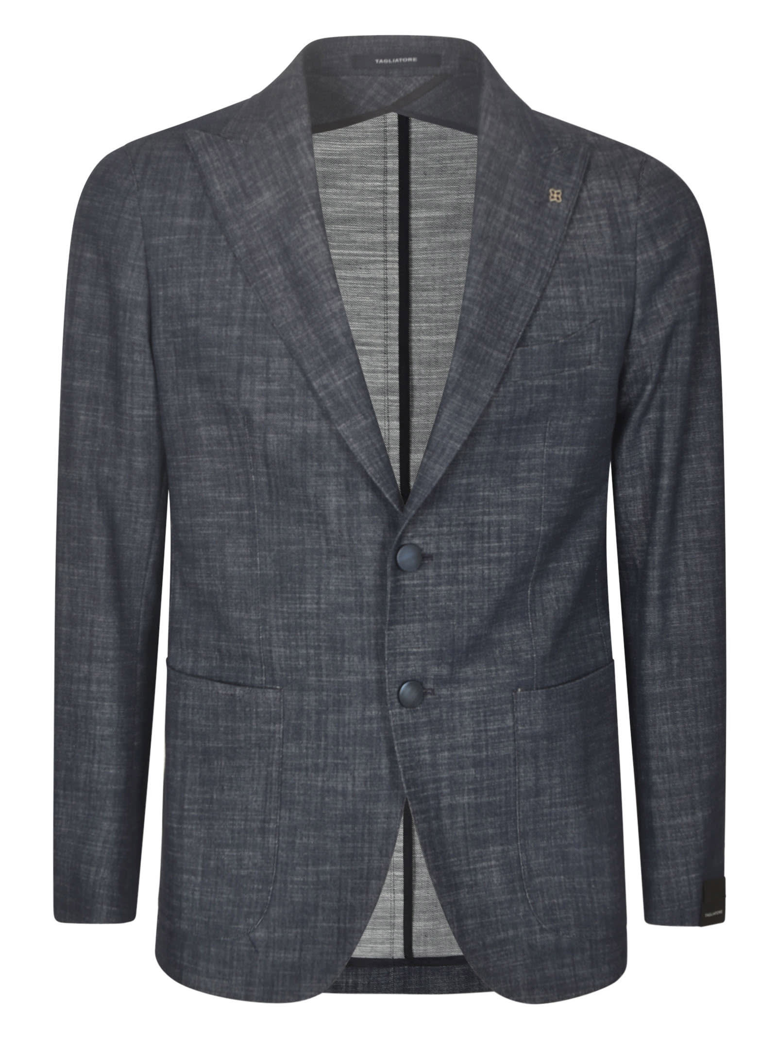 Shop Tagliatore Patched Pocket Two-buttoned Blazer