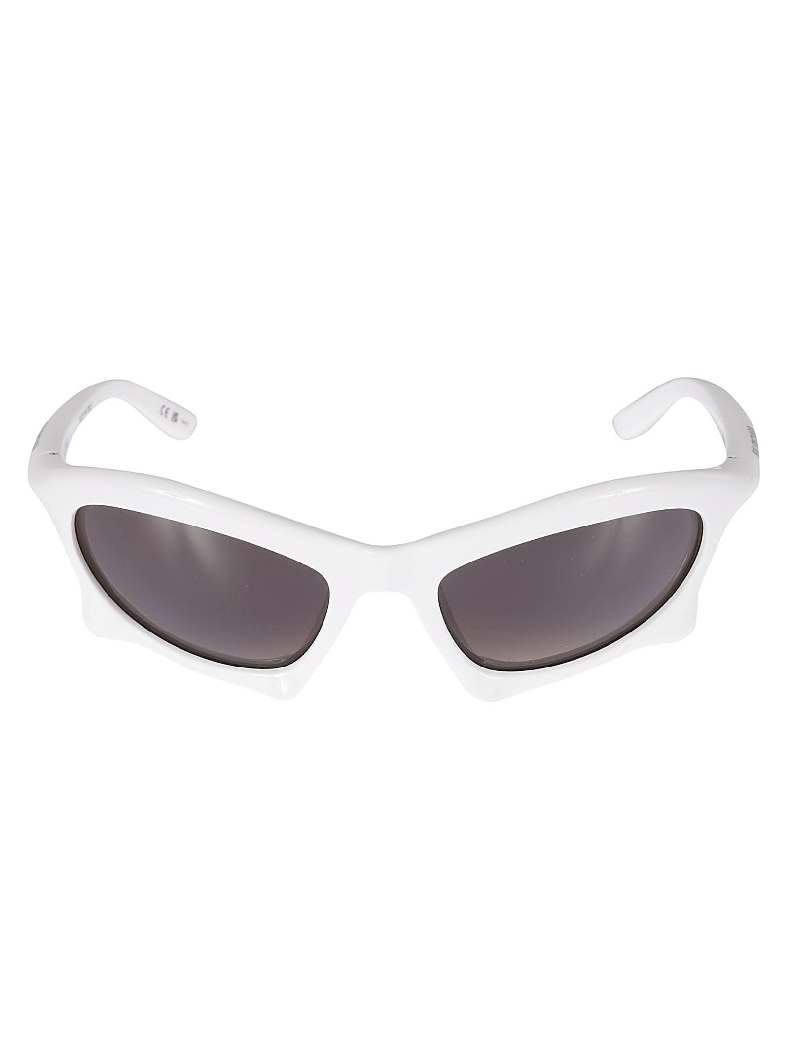 Balenciaga Bat Rectangle Sunglasses In White/grey