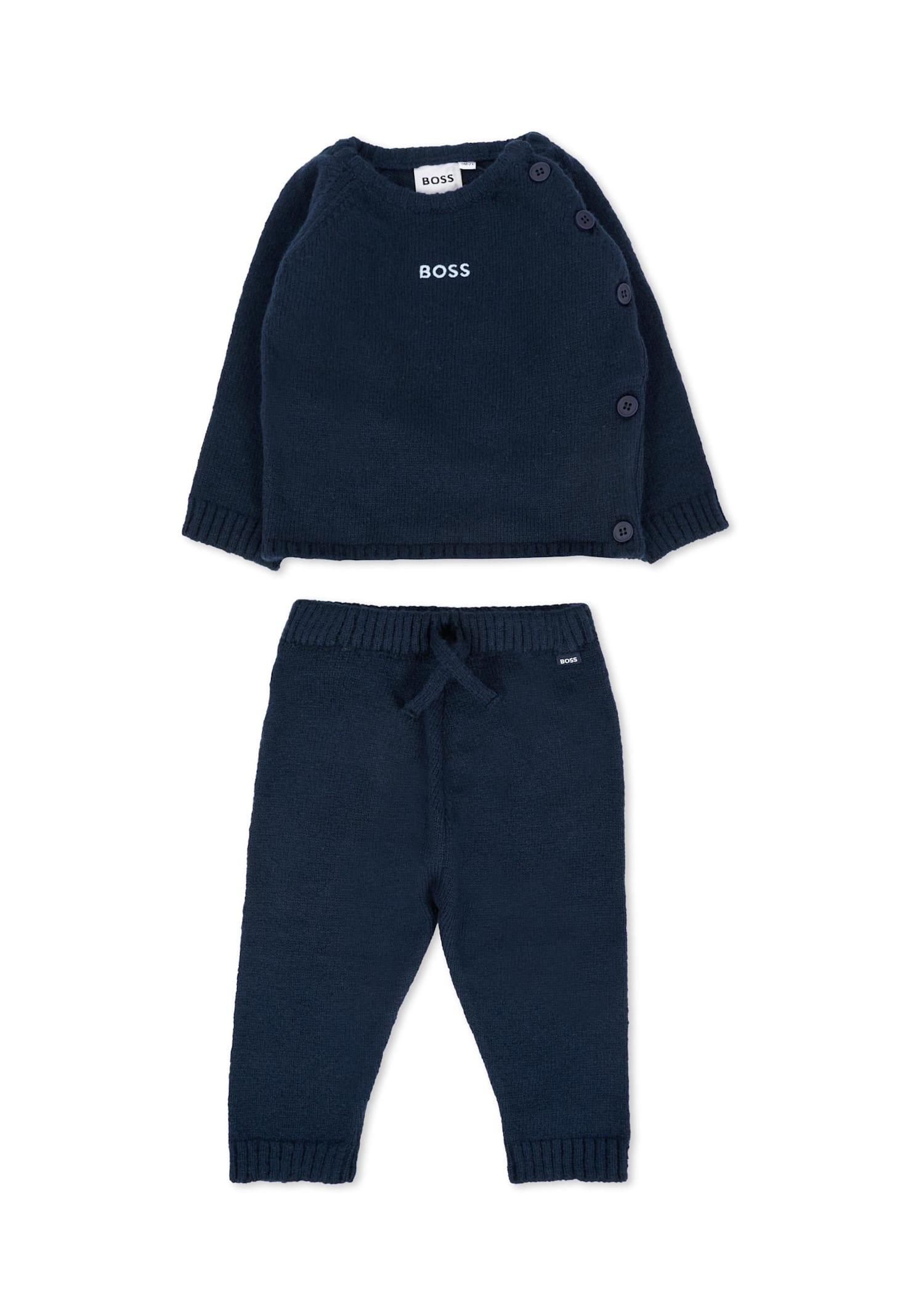 Hugo Boss Blue Suit For Baby Boy With Logo In Blue