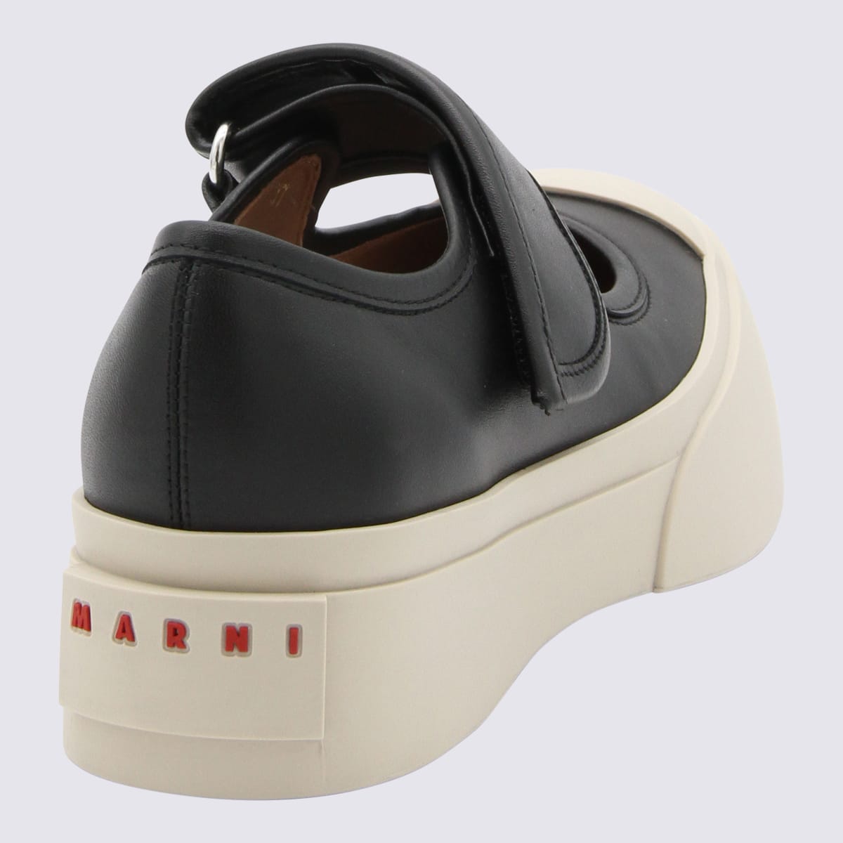 Shop Marni Black Leather Mary Jane Sandals