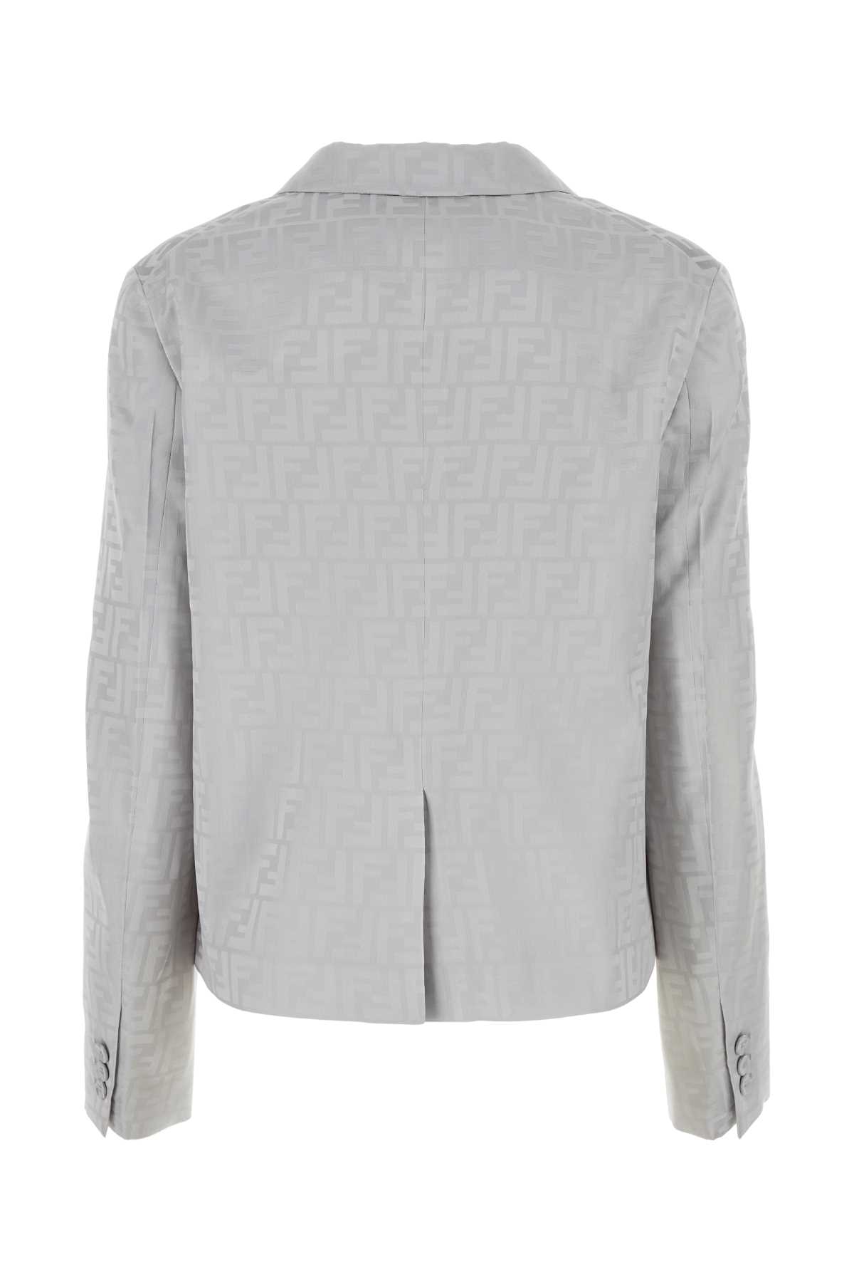 Fendi Embroidered Satin Blazer In Grey