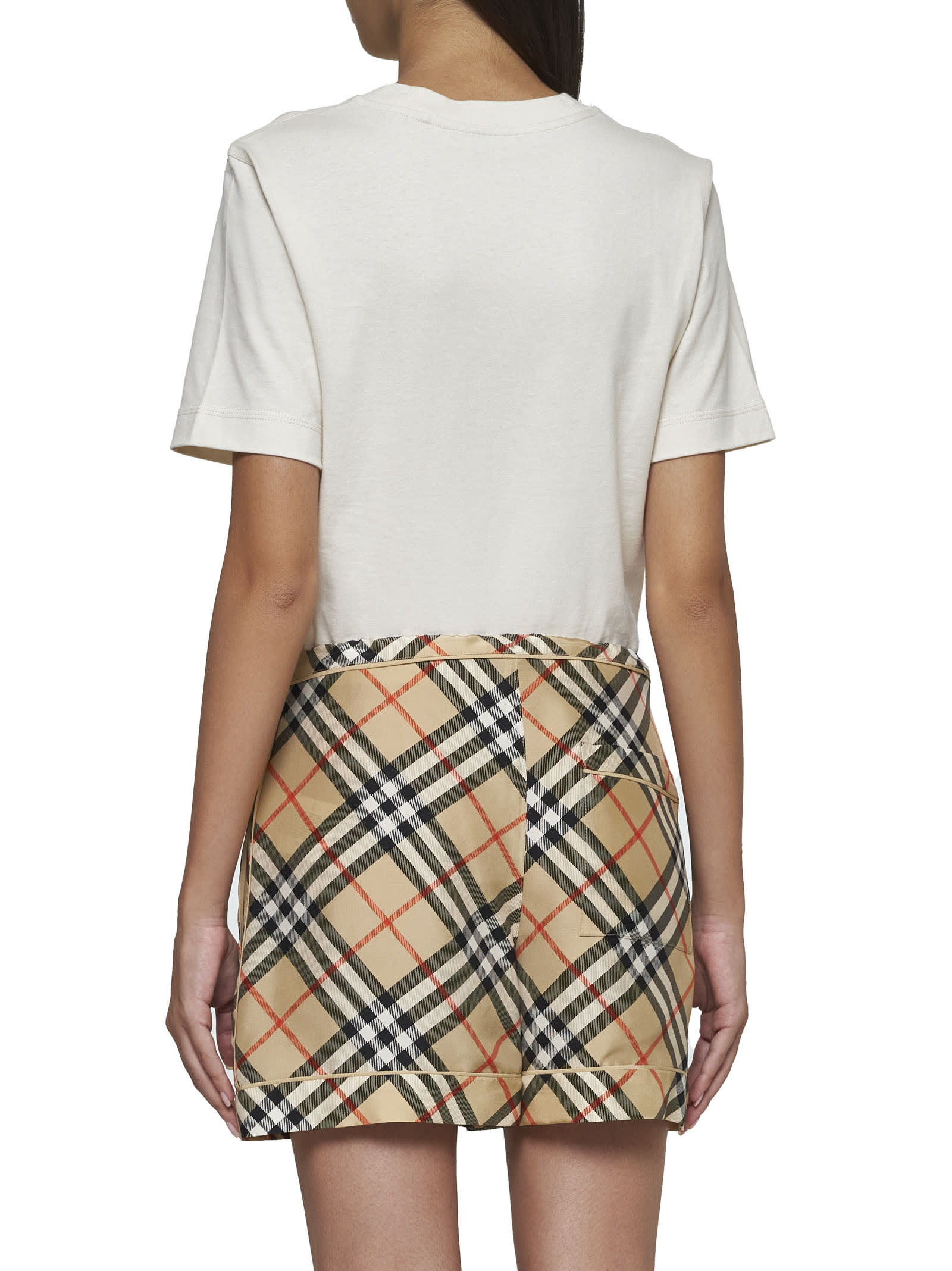 Burberry Printed Silk Shorts In Sandipcheck