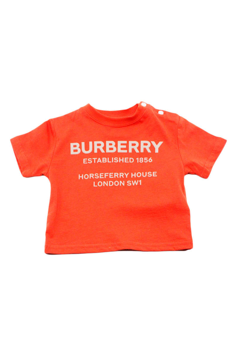 Burberry Short-sleeved Round-neck T-shirt In Stretch Cotton With Logo Lettering