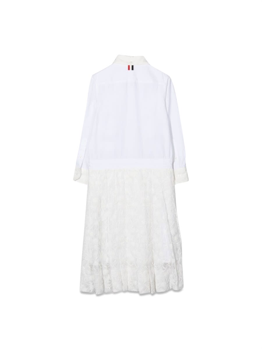 THOM BROWNE PLEATED BOTTOM SHIRTDRESS