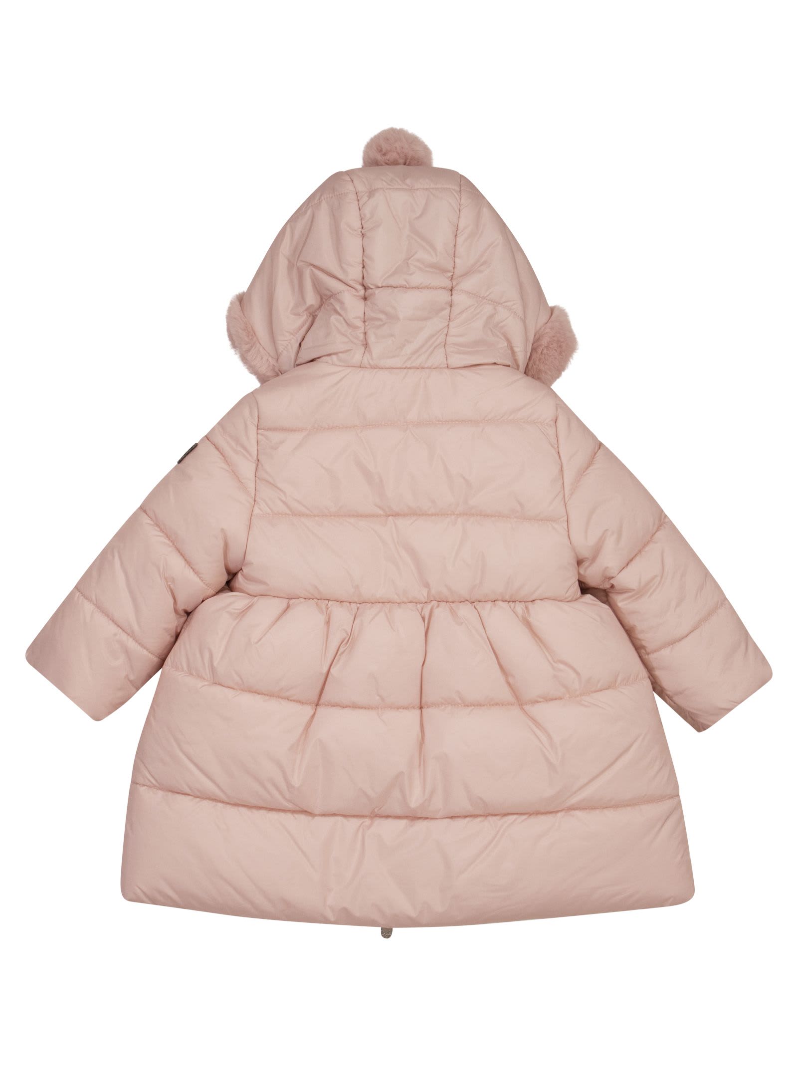 Shop Il Gufo Long Jacket With Hood And Pompom In Pink