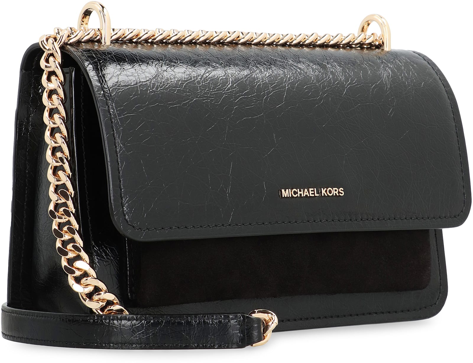 Shop Michael Michael Kors Claire Leather Shoulder Bag In Black