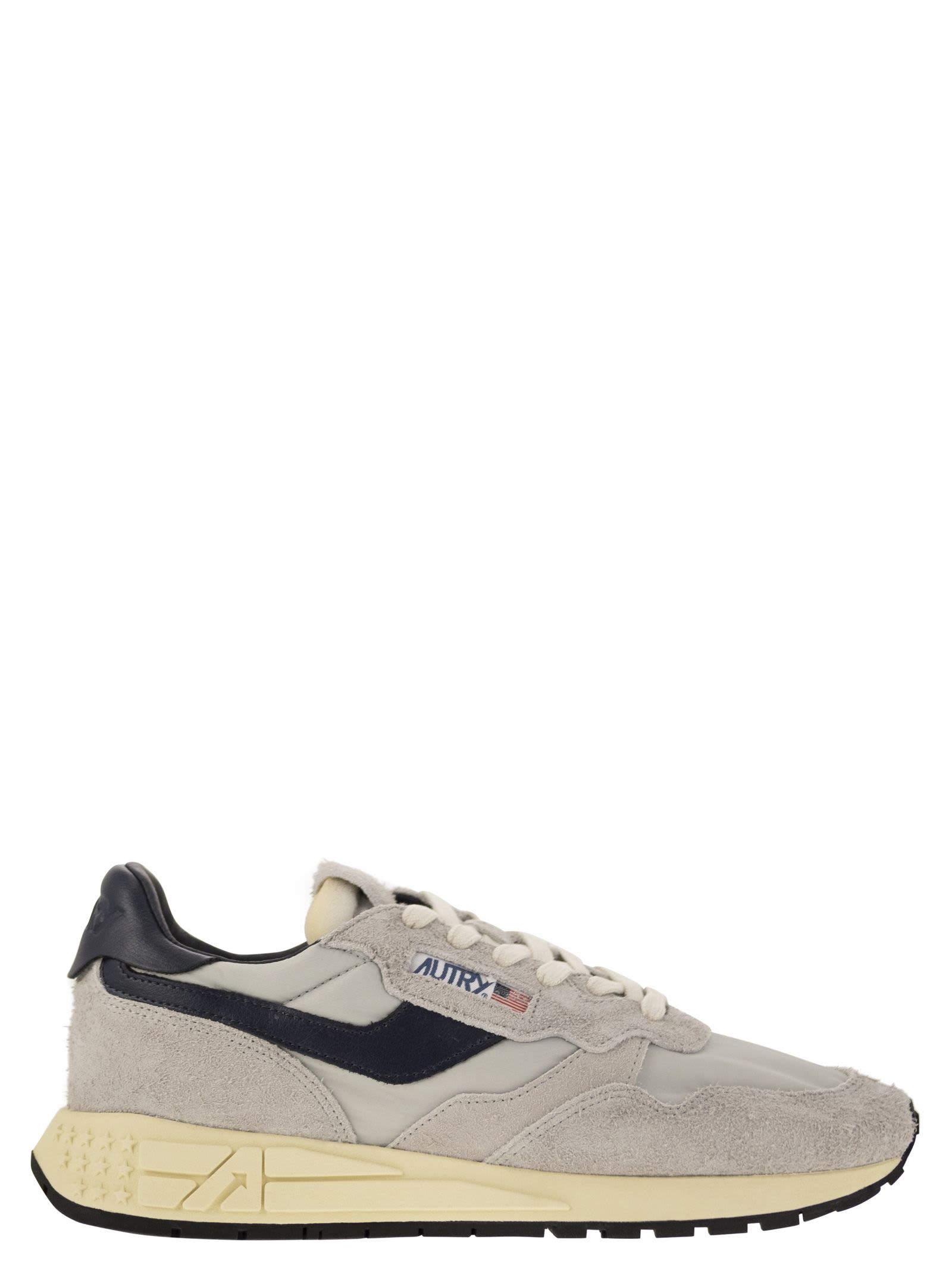 Shop Autry Reelwind - Suede And Technical Textile Trainer In Light Grey