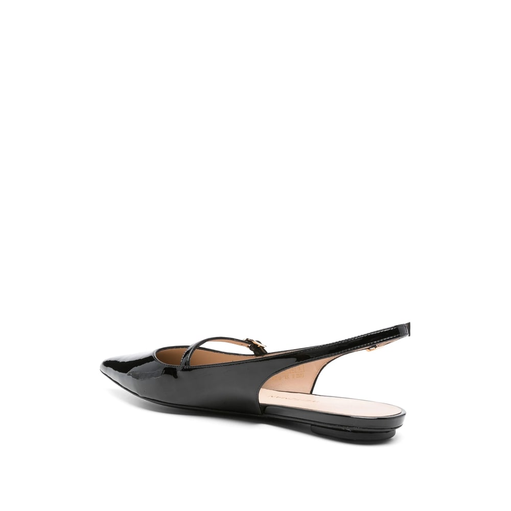 Stuart Weitzman Emilia Patent Mary Jane Slingback Ballerina Flats In Black