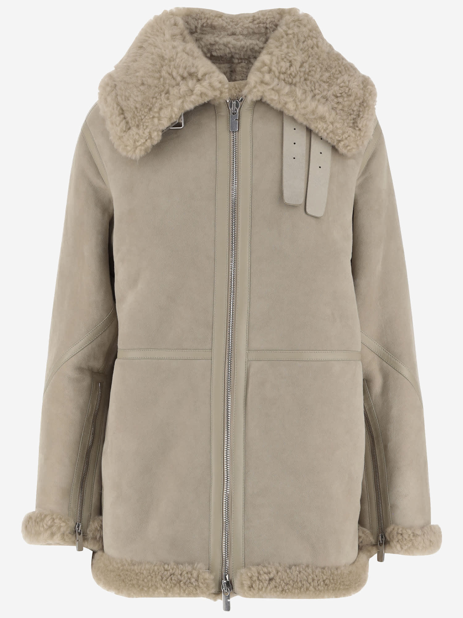 Shop Burberry Shearling Jacket In Beige