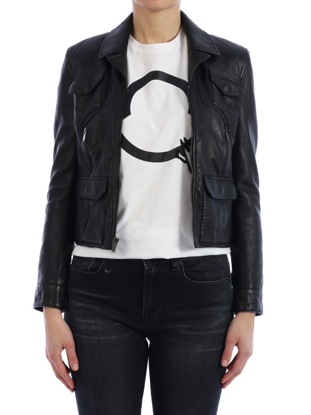 Saint Laurent Short Leather Jacket In Black