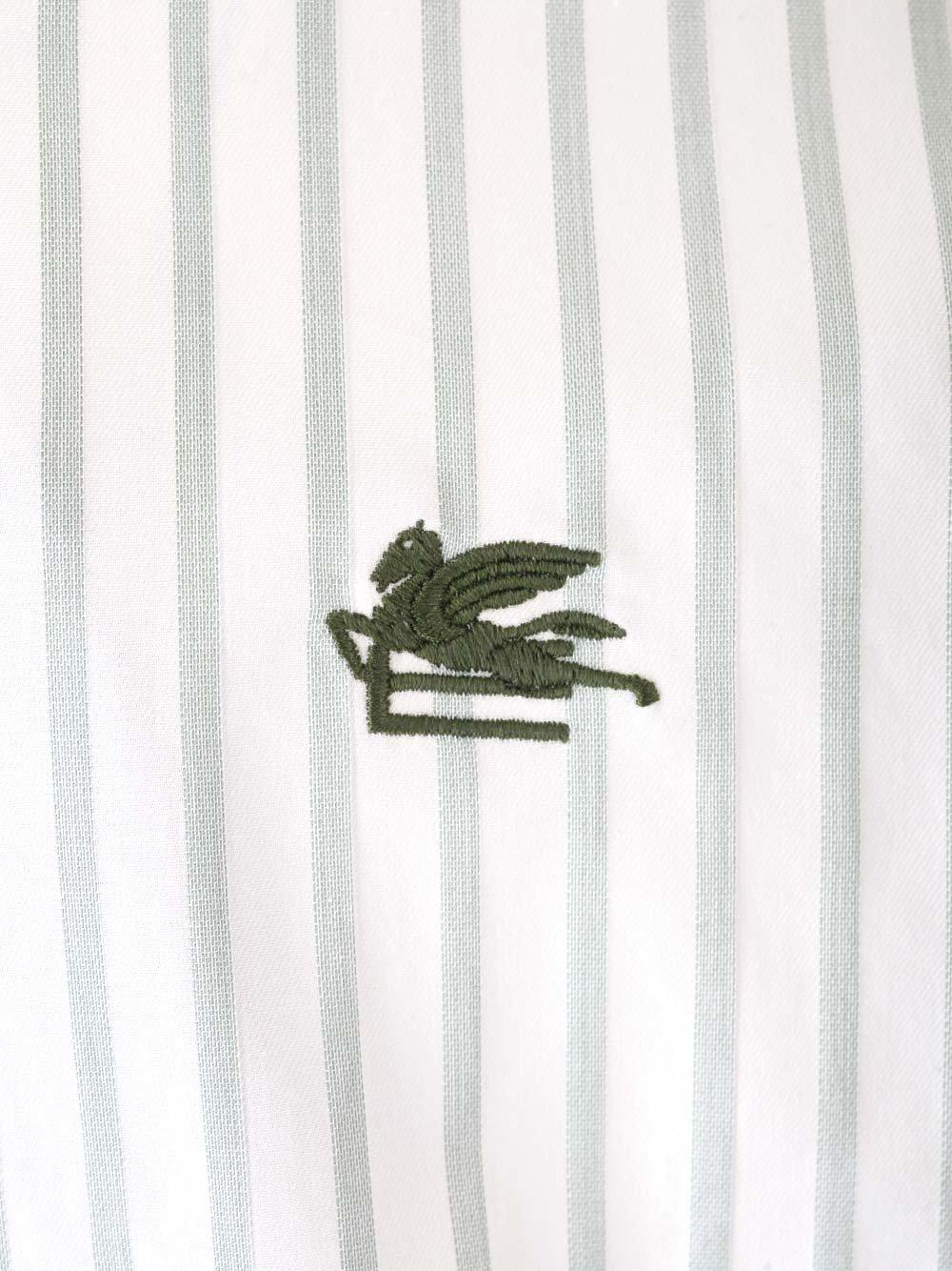 Shop Etro Pegaso Embroidered Striped Shirt In Riga Verde