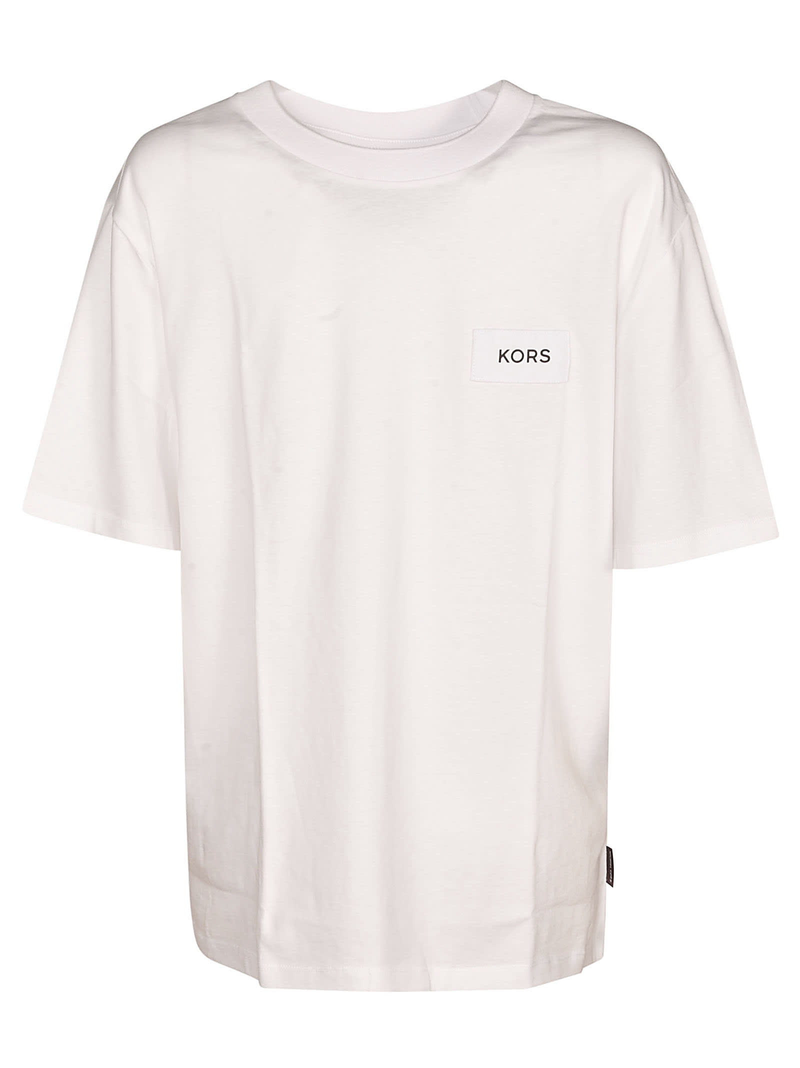 Shop Michael Kors Logo Round Neck T-shirt In White