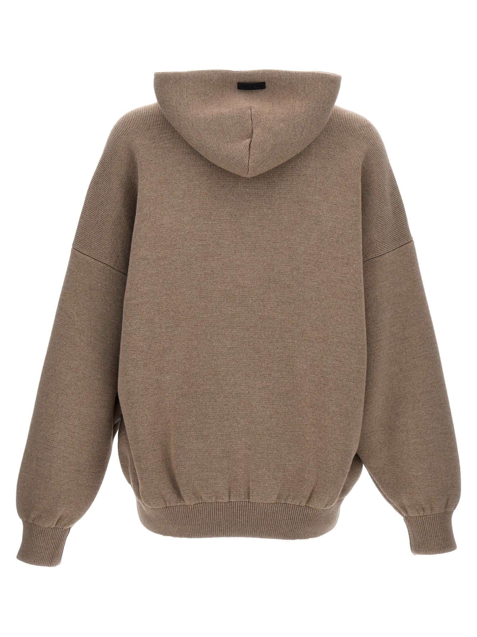 Shop Fear Of God Boucle Knit Hoodie Sweater In Beige