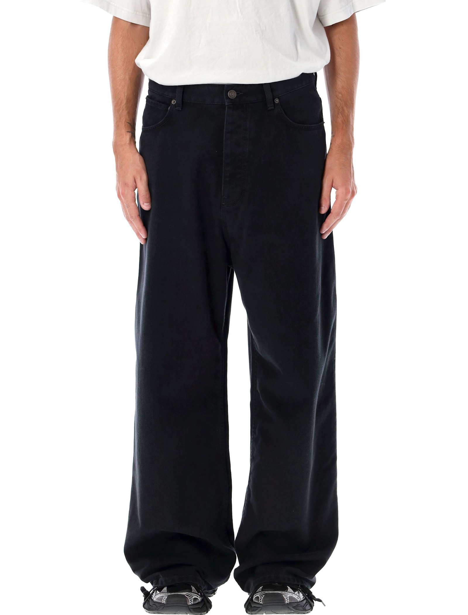 Balenciaga Loose Fit Denim Trousers In Black