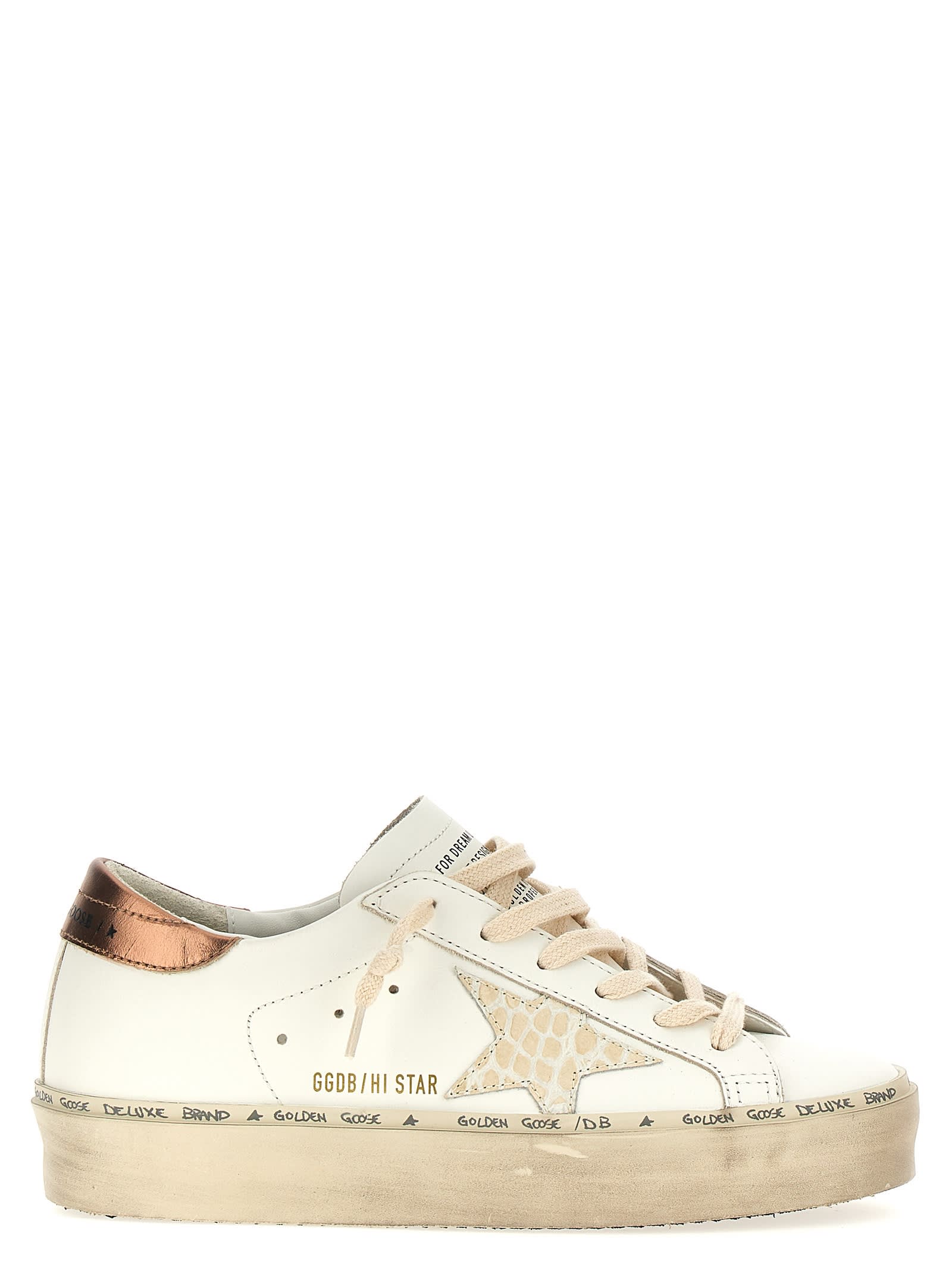 Shop Golden Goose Hi Star Sneakers In White