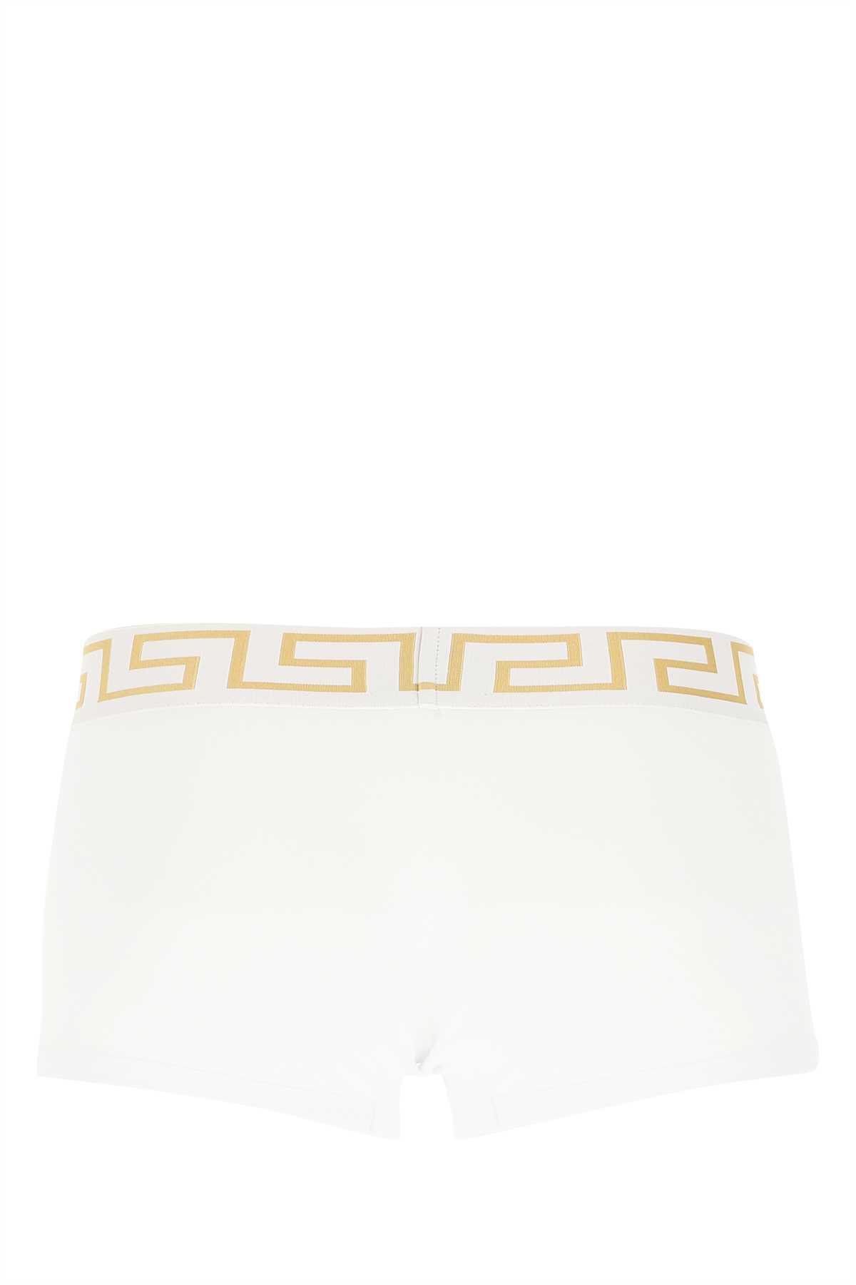 Shop Versace White Stretch Cotton Boxer Set In A81h